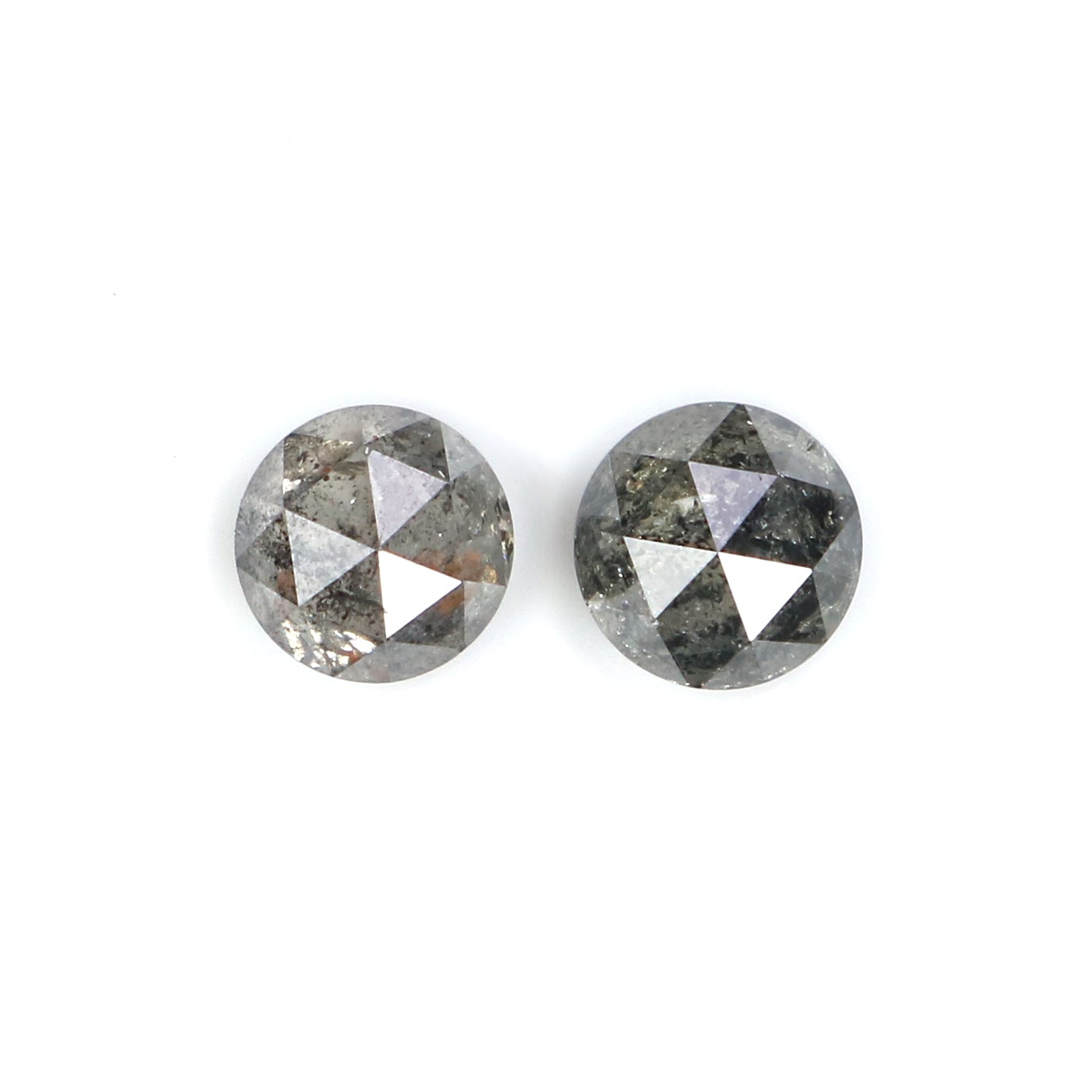 0.89 CT Natural Loose Round Rose Cut Pair Diamond Salt And Pepper Round Cut Diamond 4.40 MM Natural Black Grey Round Rose Cut Diamond KQ2667