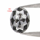 Natural Loose Oval Salt And Pepper Diamond Black Grey Color 0.54 CT 5.96 MM Oval Shape Rose Cut Diamond L2488