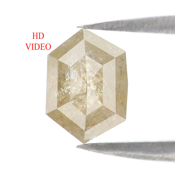 Natural Loose Hexagon Diamond Grey Yellow Color 1.51 CT 7.80 MM Hexagon Shape Rose Cut Diamond KR1613