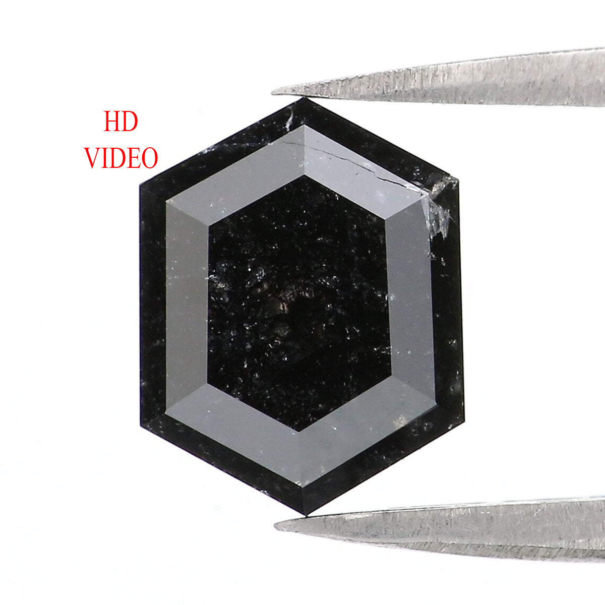 1.97 CT Natural Loose Hexagon Shape Diamond Black Color Hexagon Cut Diamond 9.25 MM Natural Black Color Hexagon Rose Cut Diamond LQ9328