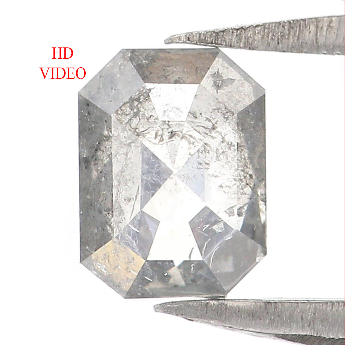 0.53 CT Natural Loose Emerald Cut Diamond Salt And Pepper Emerald Diamond 5.50 MM Natural Black Grey Color Emerald Rose Cut Diamond LQ2018