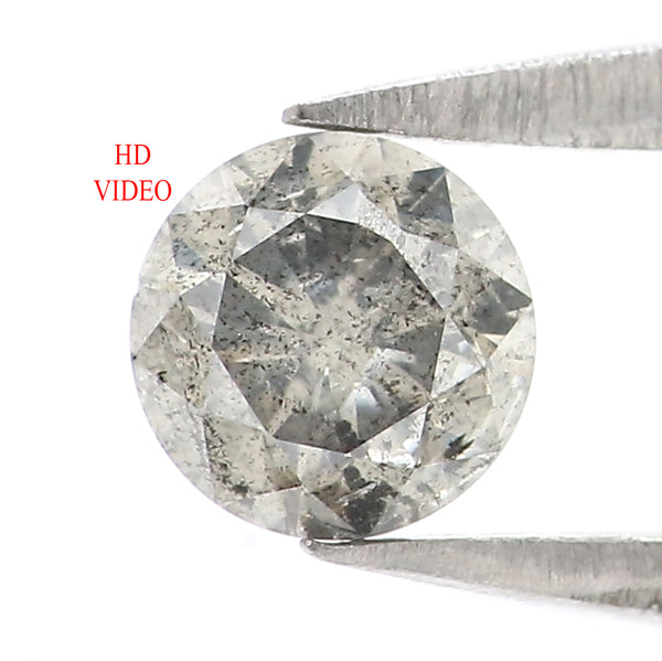 Natural Loose Round Diamond, Salt And Pepper Round Diamond, Natural Loose Diamond, Round Brilliant Cut Diamond, 0.36 CT Round Shape KR2654