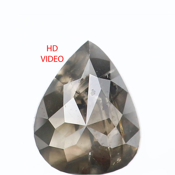 1.80 CT Natural Loose Pear Shape Diamond Salt And Pepper Pear Rose Cut Diamond 8.30 MM Black Grey Color Pear Shape Rose Cut Diamond QL8894