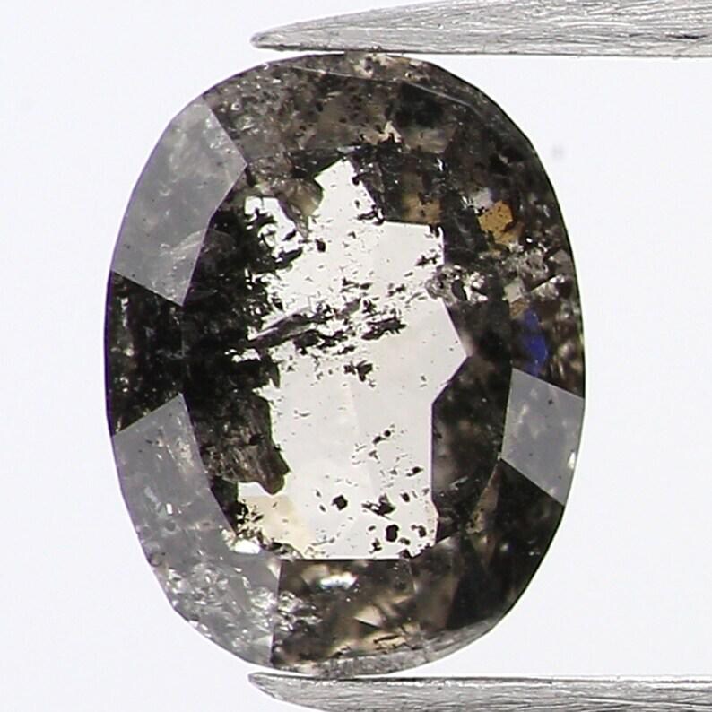0.38 Ct Natural Loose Oval Shape Diamond Salt And Pepper Oval Diamond 5.25 MM Natural Loose Black Grey Color Oval Rose Cut Diamond NQ1021