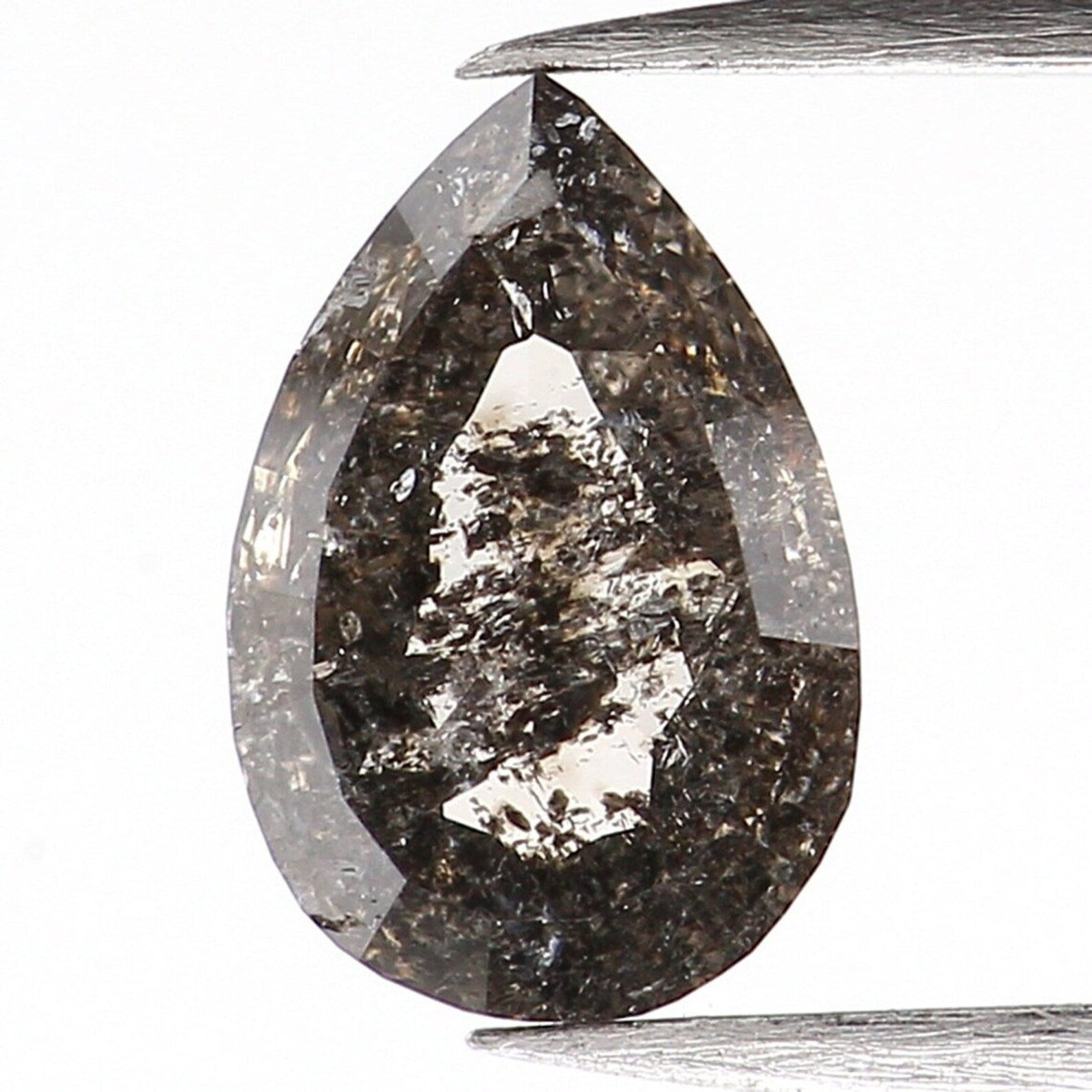 0.41 CT Natural Loose Pear Shape Diamond Salt And Pepper Diamond 6.05 MM Natural Loose Diamond Black Grey Color Pear Rose Cut Diamond NQ1007