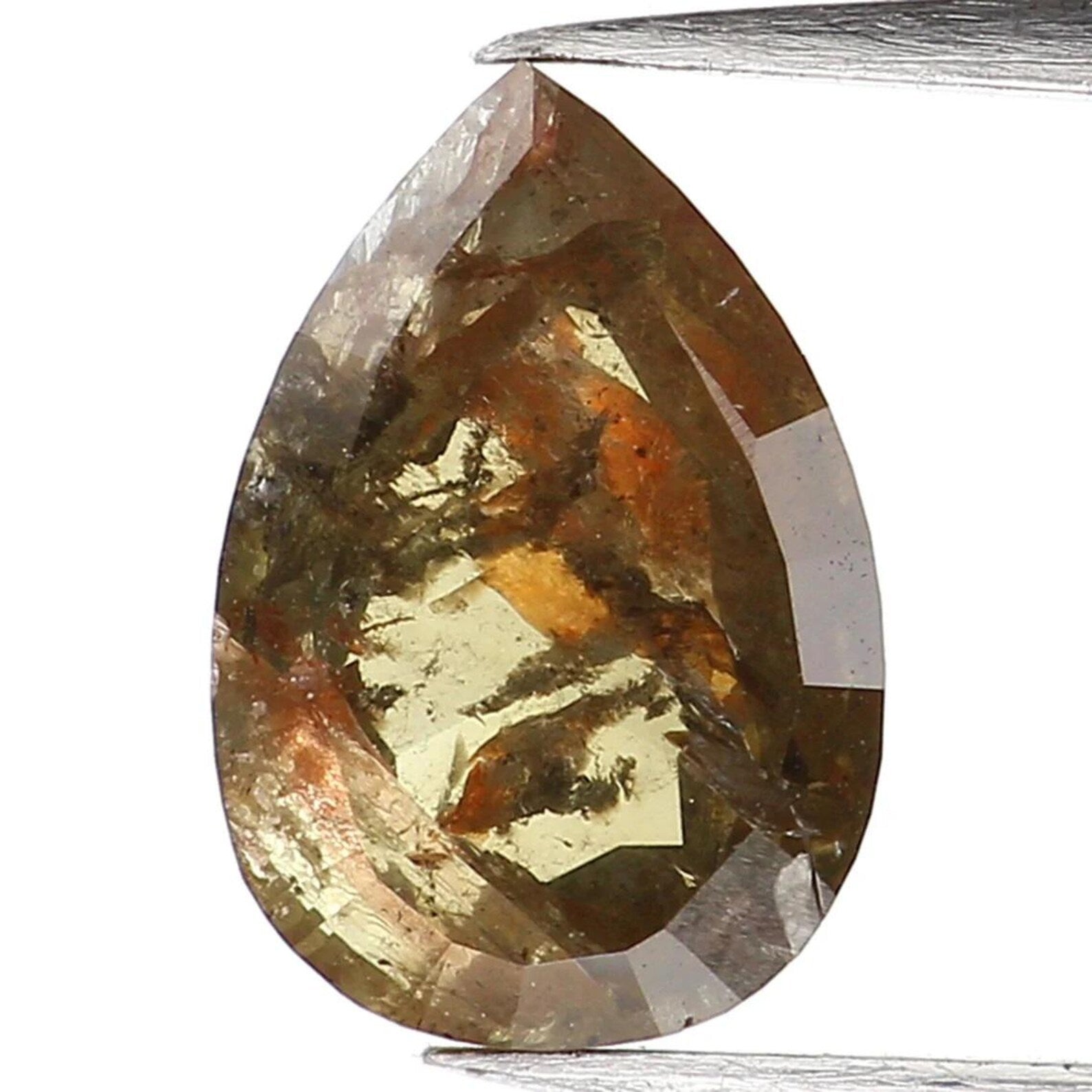 0.76 CT Natural Loose Pear Shape Diamond Yellow Color Pear Diamond 7.05 MM Natural Loose Diamond Brown Color Pear Rose Cut Diamond NQ998