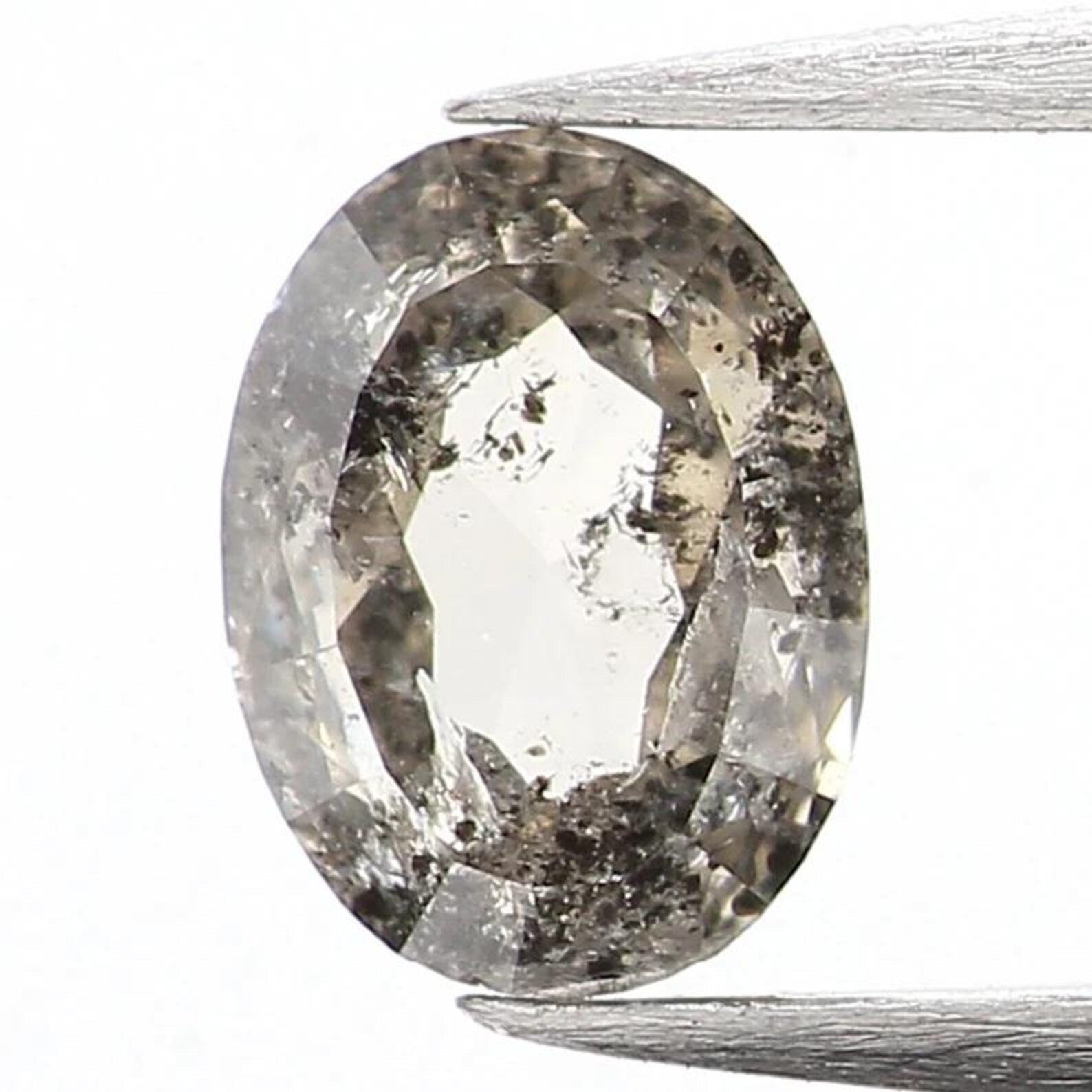 0.32 Ct Natural Loose Oval Shape Diamond Salt And Pepper Oval Cut Diamond 4.90 MM Natural Black Grey Color Oval Rose Cut Diamond NQ1013