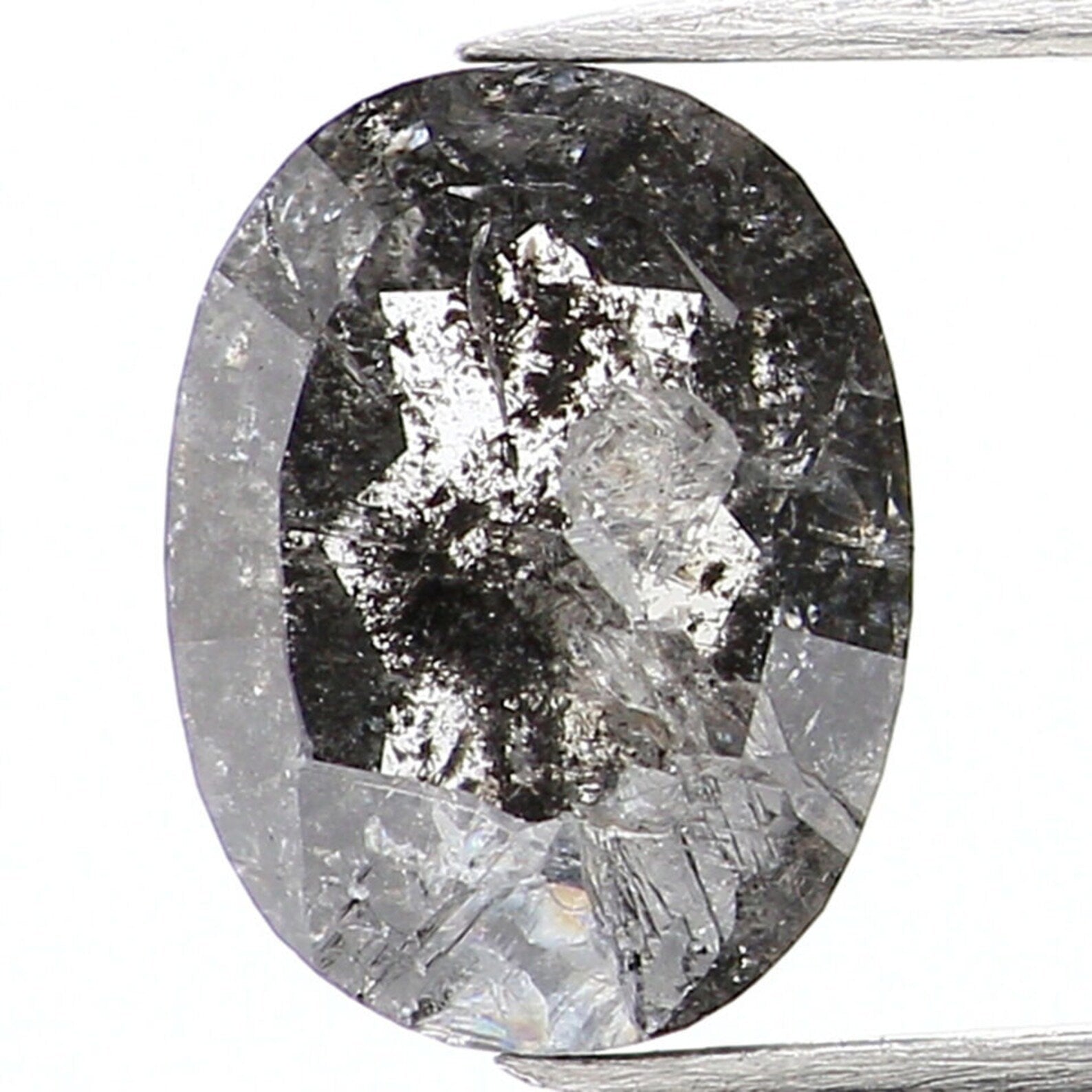0.88 CT Natural Loose Oval Shape Diamond Salt And Pepper Oval Cut Diamond 6.60 MM Natural Loose Diamond Oval Shape Rose Cut Diamond QN941