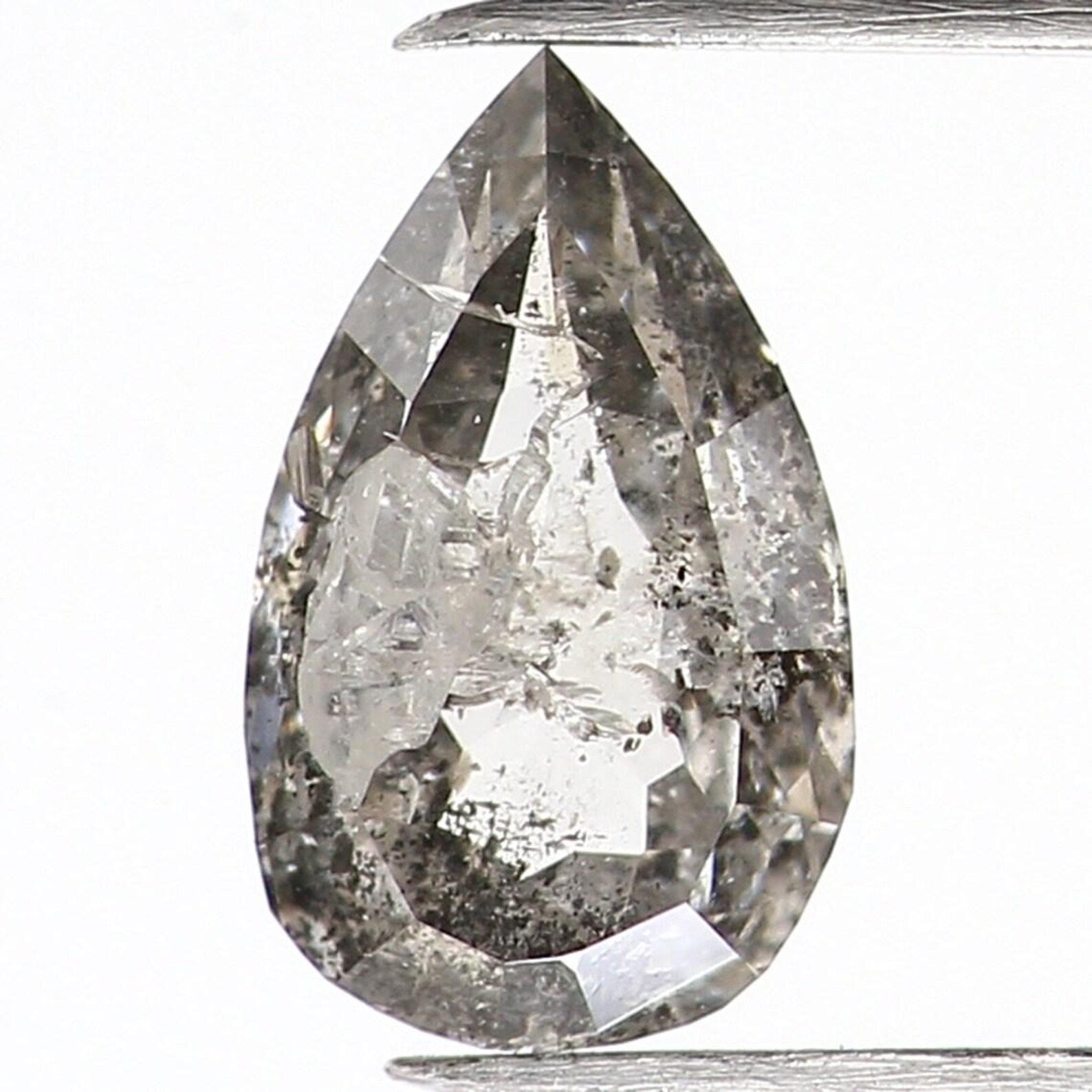 0.34 CT Natural Loose Pear Shape Diamond Salt And Pepper Pear Diamond 5.80 MM Natural Loose Black Gray Color Pear Rose Cut Diamond NQ1039
