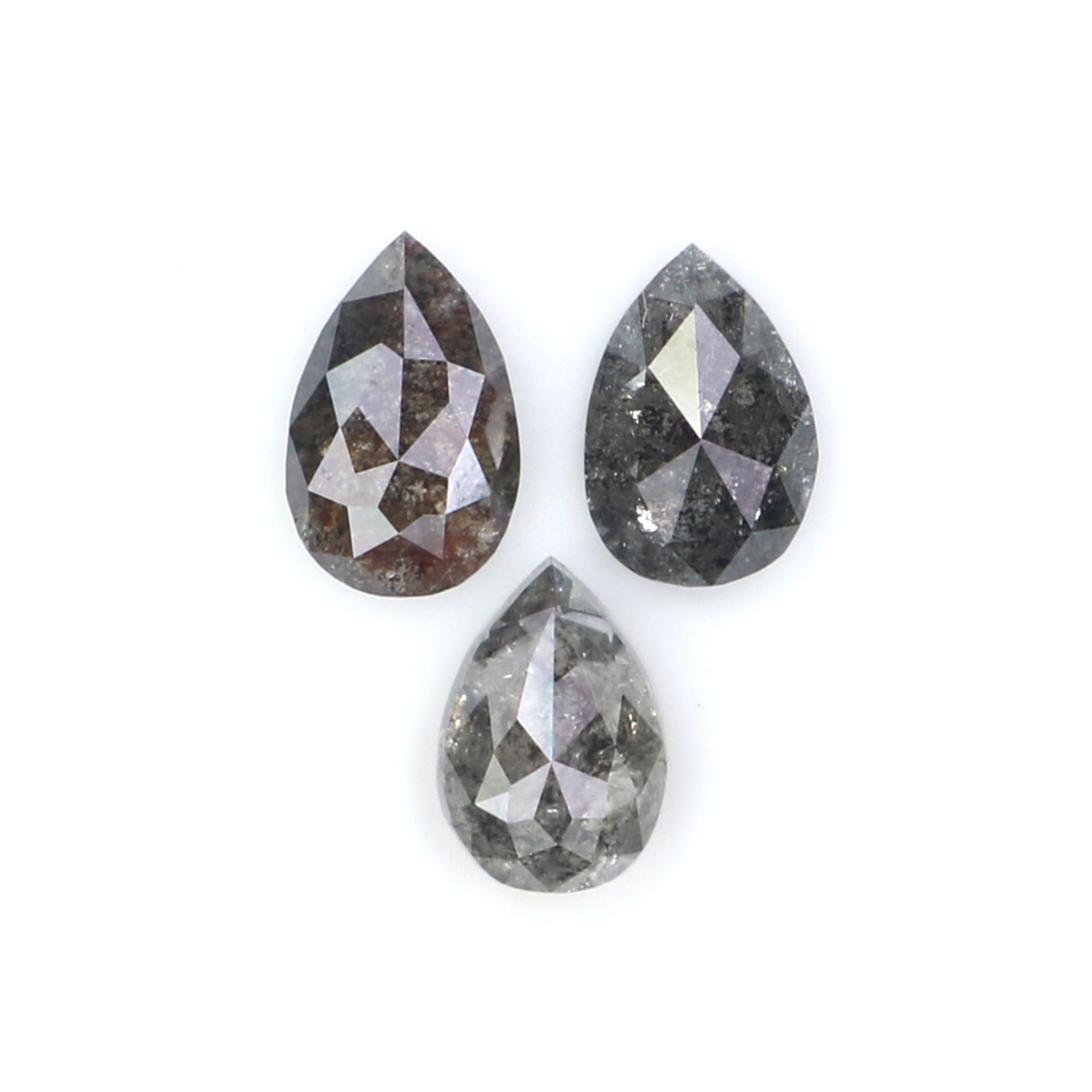 0.55 CT Natural Loose Pear Shape Diamond Salt And Pepper Pear Cut Diamond 4.50 MM Natural Black Grey Color Pear Rose Cut Diamond LQ2790