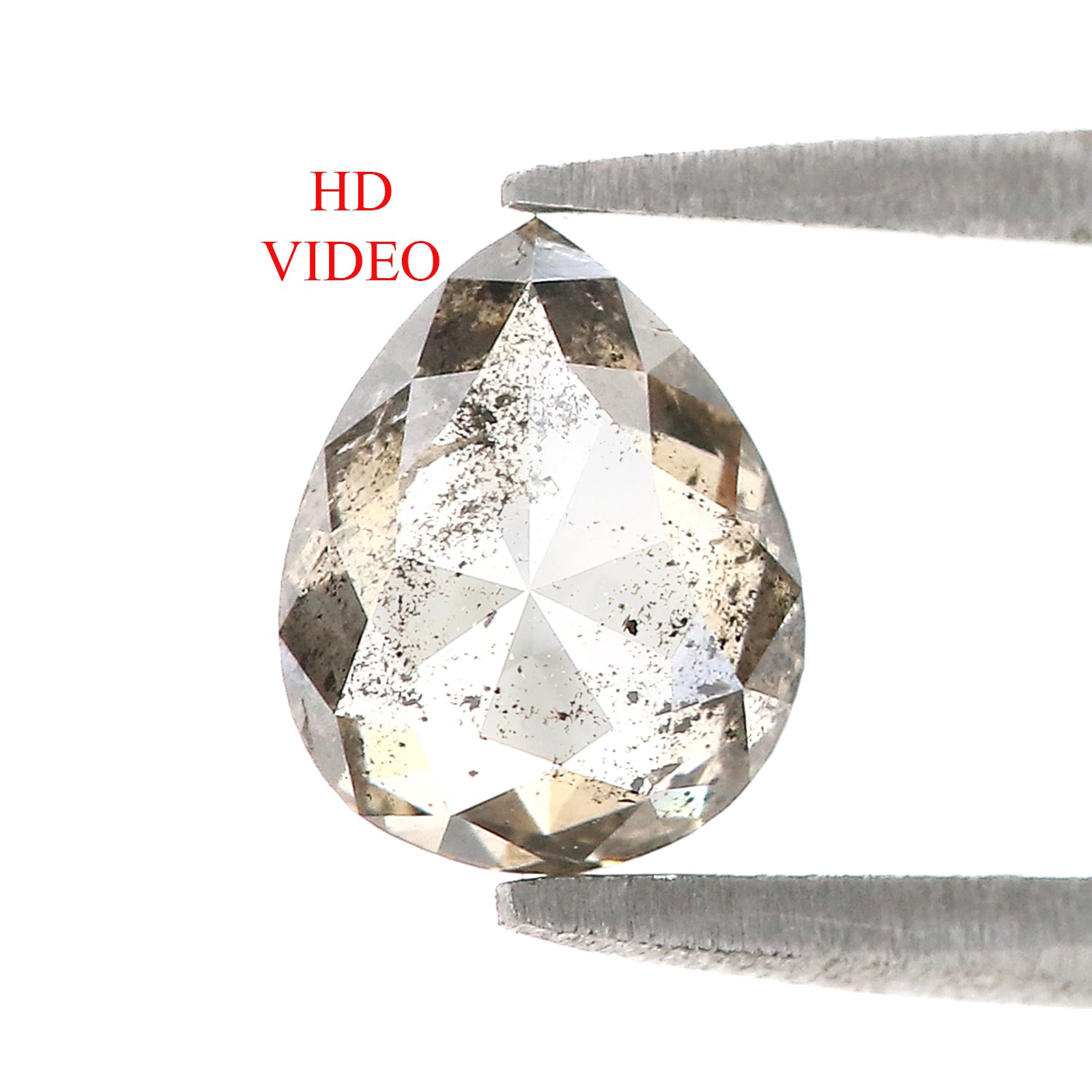 1.21 CT Natural Loose Pear Shape Diamond Salt And Pepper Pear Rose Cut Diamond 7.50 MM Black Grey Color Pear Shape Rose Cut Diamond QL9349