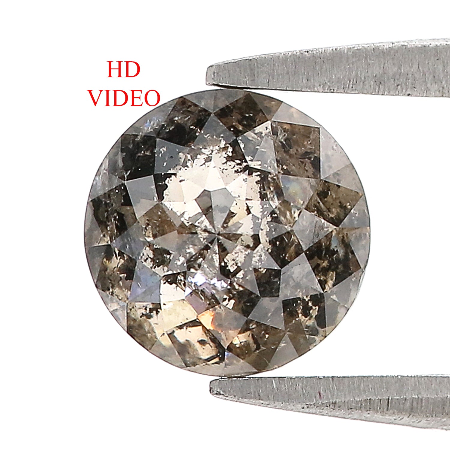 1.60 CT Natural Loose Round Rose Cut Diamond Salt And Pepper Round Diamond 7.05 MM Natural Loose Brown Color Round Rose Cut Diamond QL9058