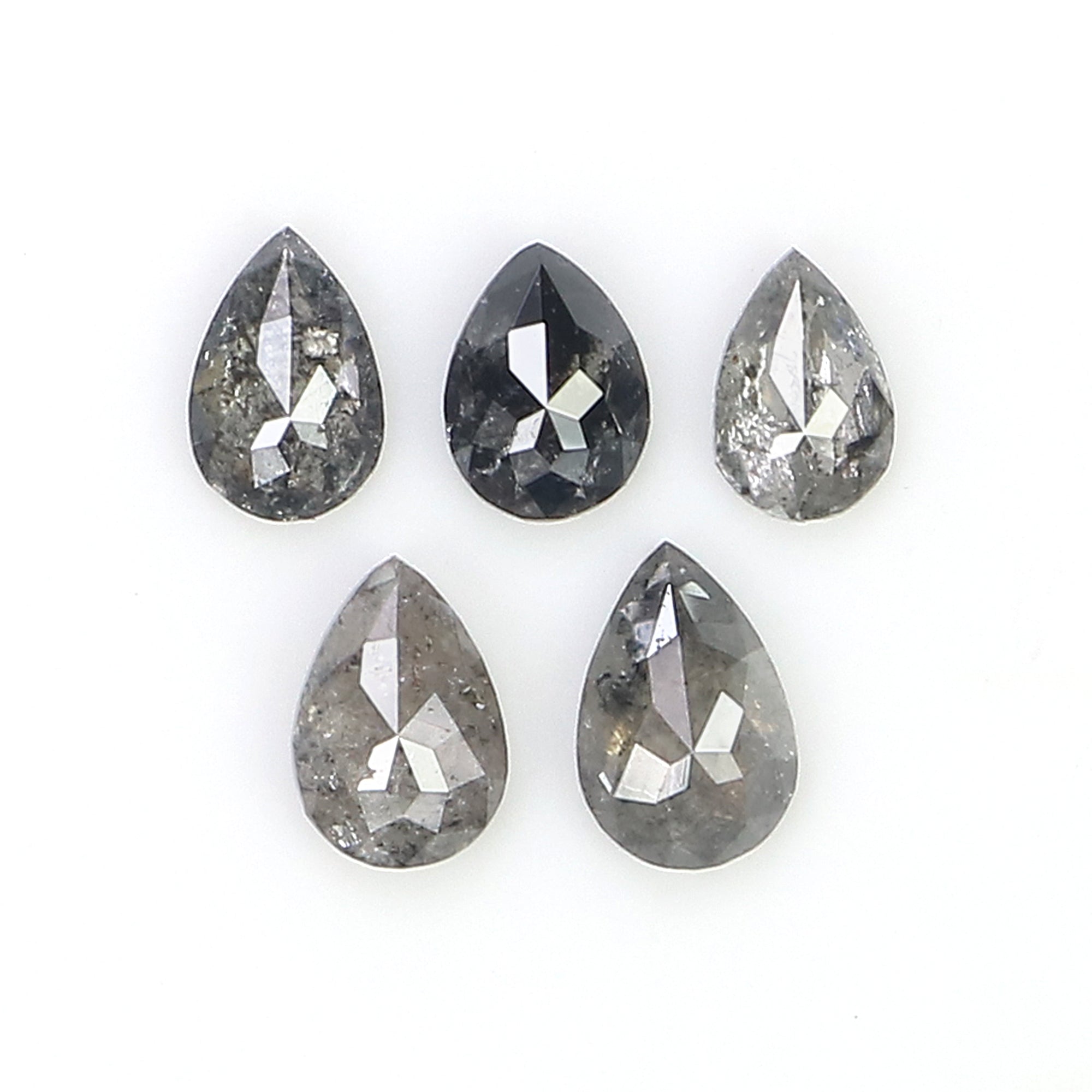 0.56 CT Natural Loose Pear Shape Diamond Salt And Pepper Pear Diamond 4.20 MM Natural Loose Black Grey Color Pear Rose Cut Diamond KQ2665