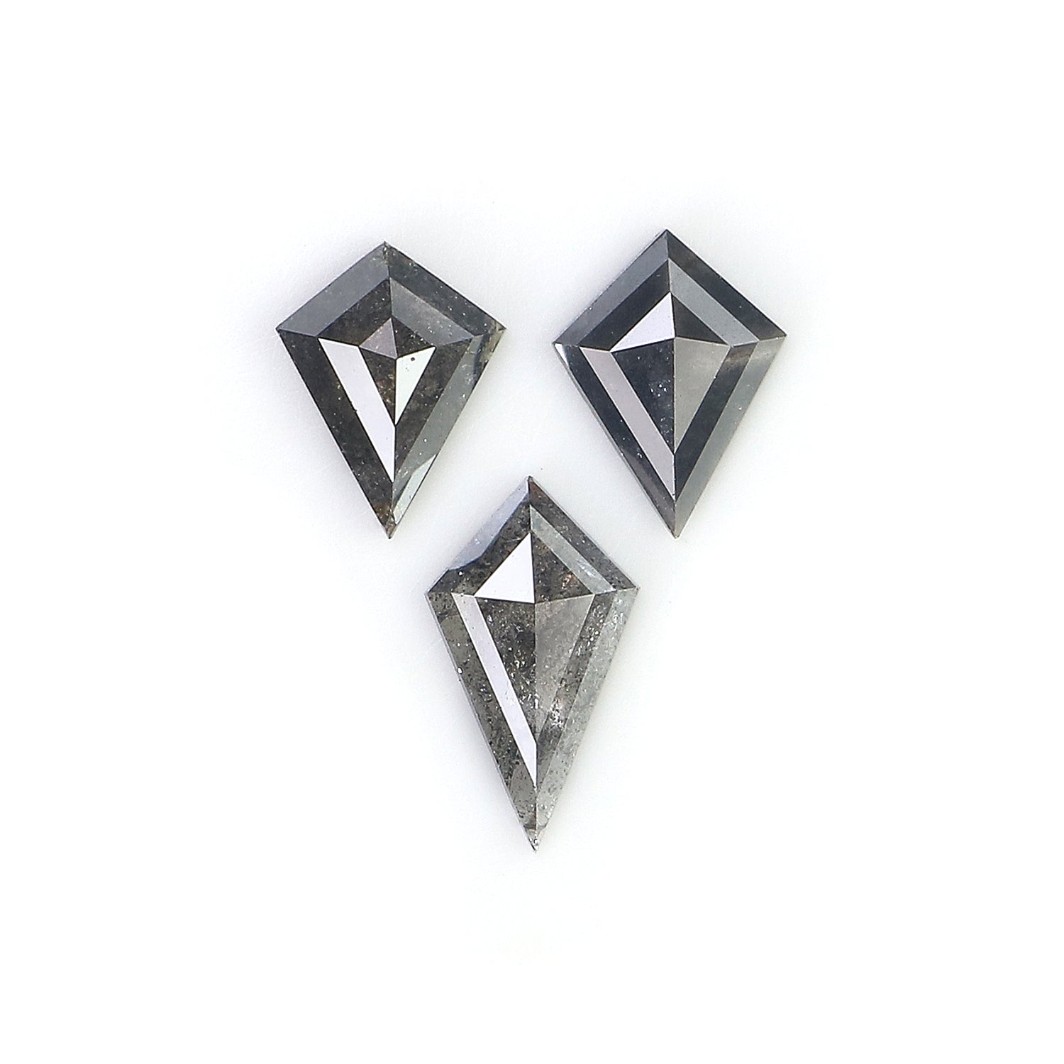 1.09 CT Natural Loose Kite Shape Diamond Salt And Pepper Kite Cut Diamond 8.45 MM Natural Black Grey Color Kite Rose Cut Diamond L3393