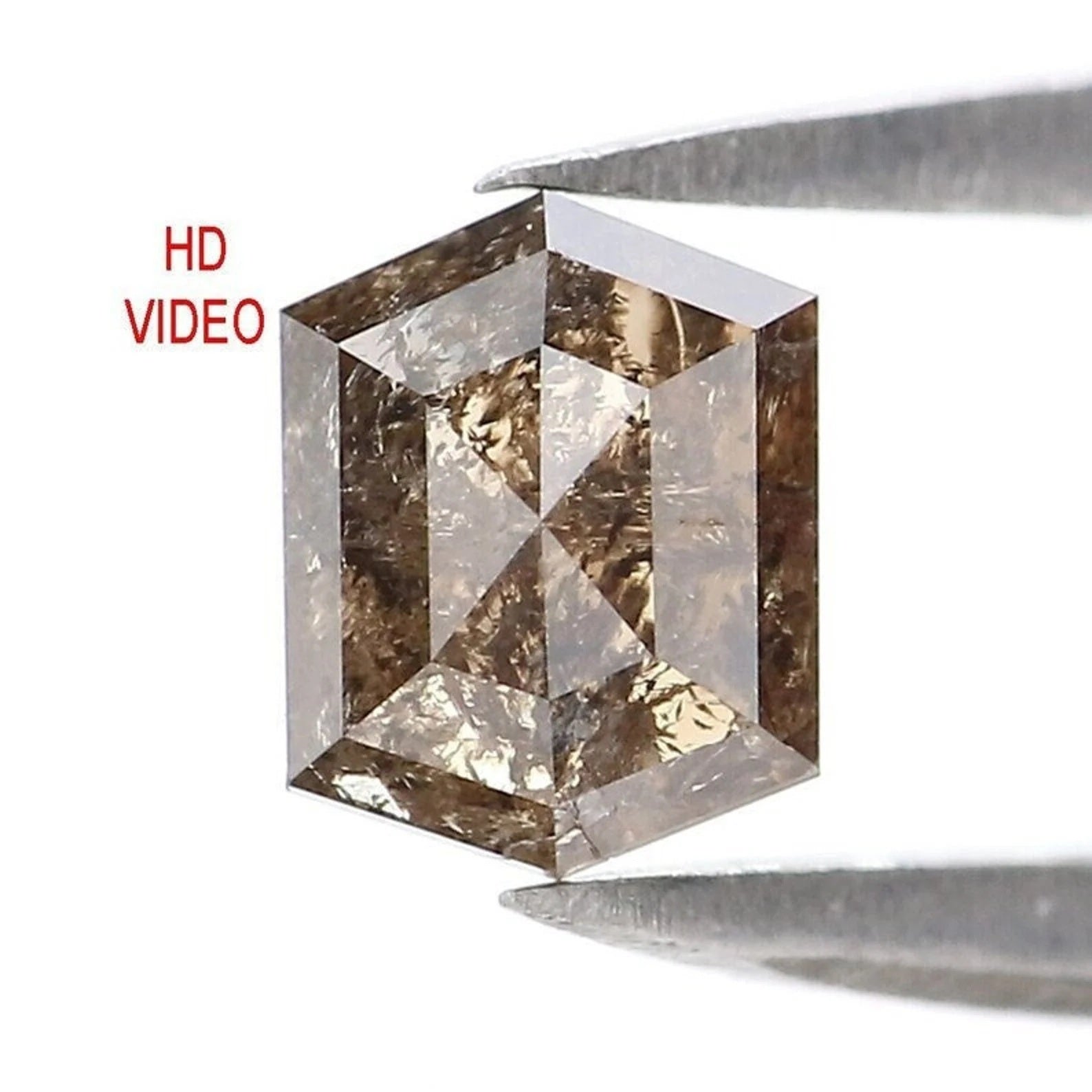 0.68 CT Natural Loose Hexagon Shape Diamond Brown Color Hexagon Diamond 5.75 MM Natural Loose Diamond Hexagon Shape Rose Cut Diamond QN2199