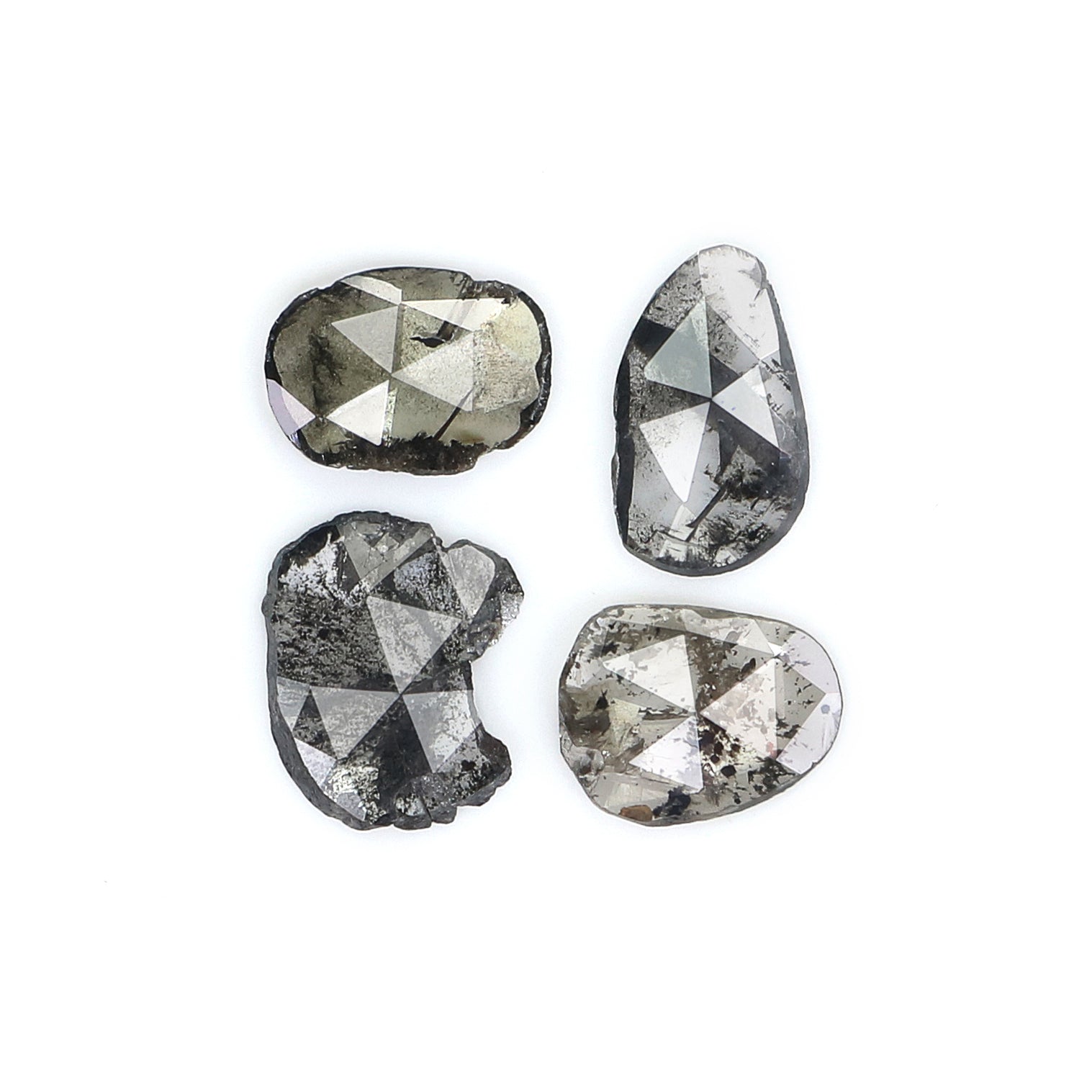 1.34 CT Natural Loose Slice Shape Diamond Salt And Pepper Slice Uncut Diamond 7.40 MM Natural Black Grey Diamond Irregular Cut Diamond L3513