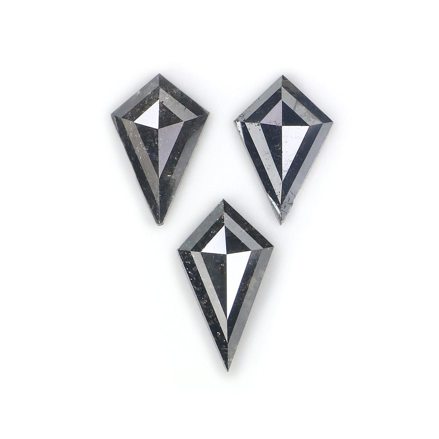 1.53 CT Natural Loose Kite Shape Diamond Salt And Pepper Kite Cut Diamond 9.45 MM Natural Black Grey Color Kite Rose Cut Diamond L3440