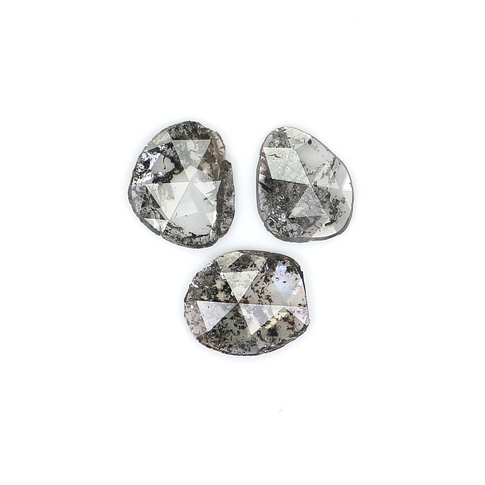 1.02 CT Natural Loose Slice Shape Diamond Salt And Pepper Slice Uncut Diamond 6.80 MM Natural Black Grey Diamond Irregular Cut Diamond L3560