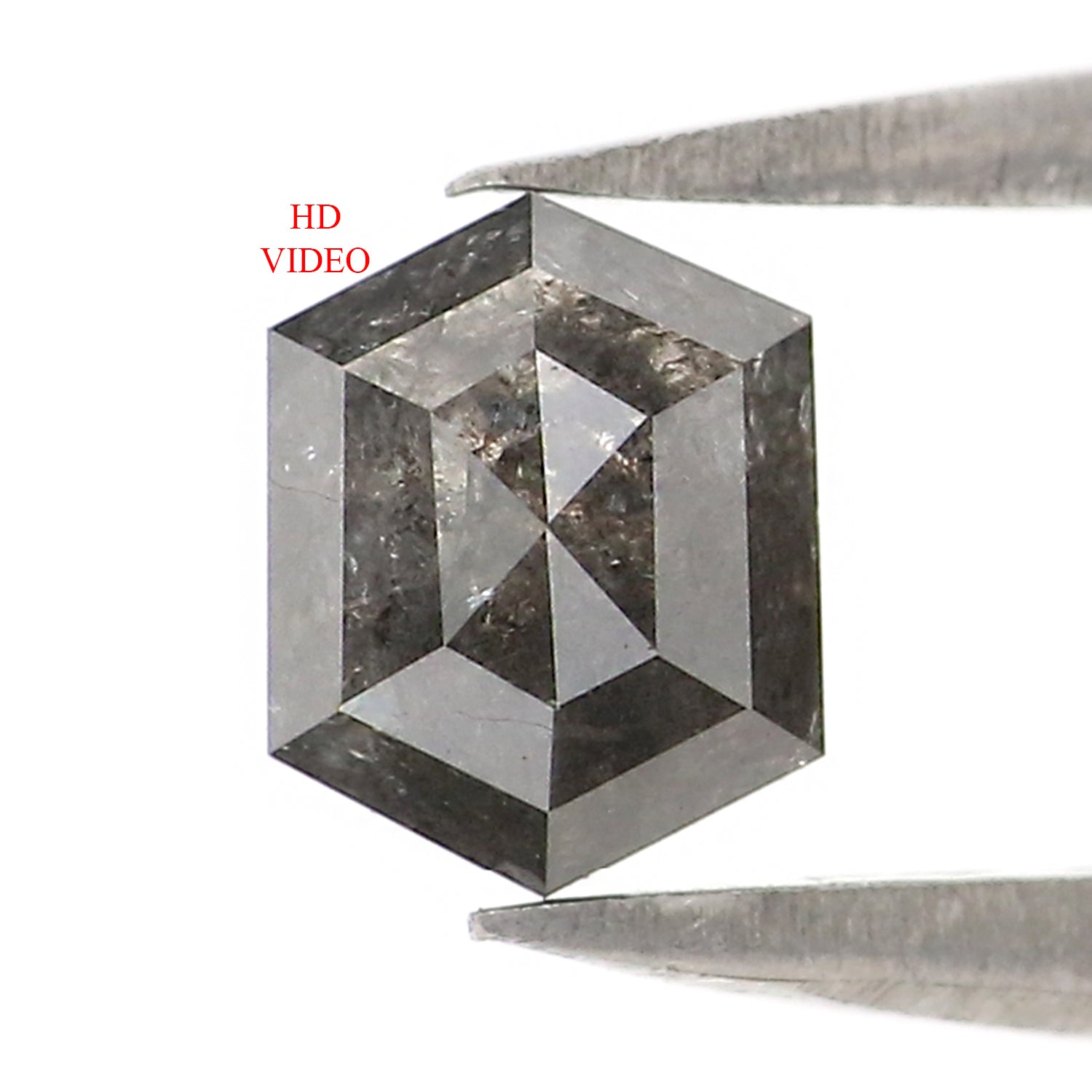 0.56 CT Natural Loose Hexagon Shape Diamond Salt And Pepper Hexagon Diamond 5.40 MM Natural Black Grey Color Hexagon Rose Cut Diamond KQ2705