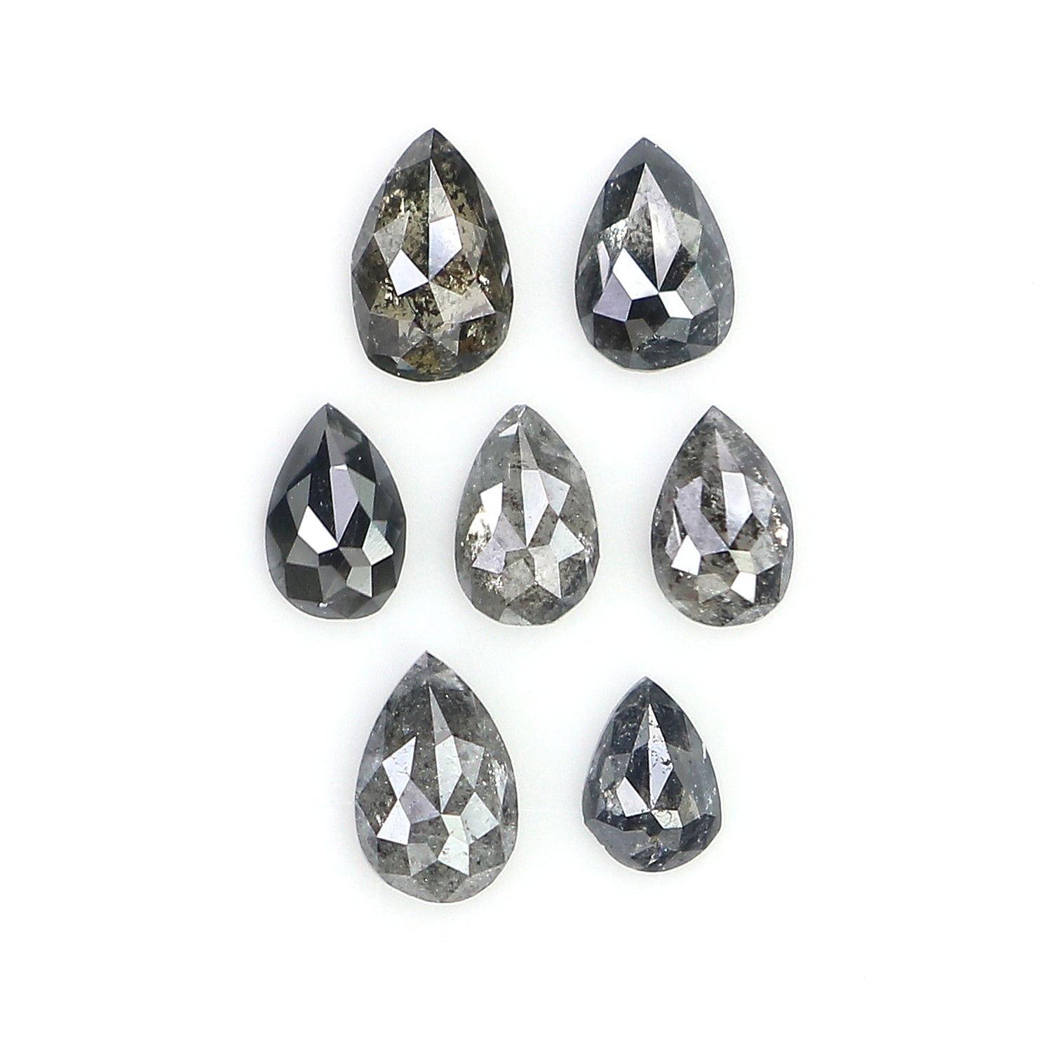 0.64 CT Natural Loose Pear Shape Diamond Salt And Pepper Pear Diamond 4.05 MM Natural Loose Black Grey Color Pear Rose Cut Diamond LQ2762