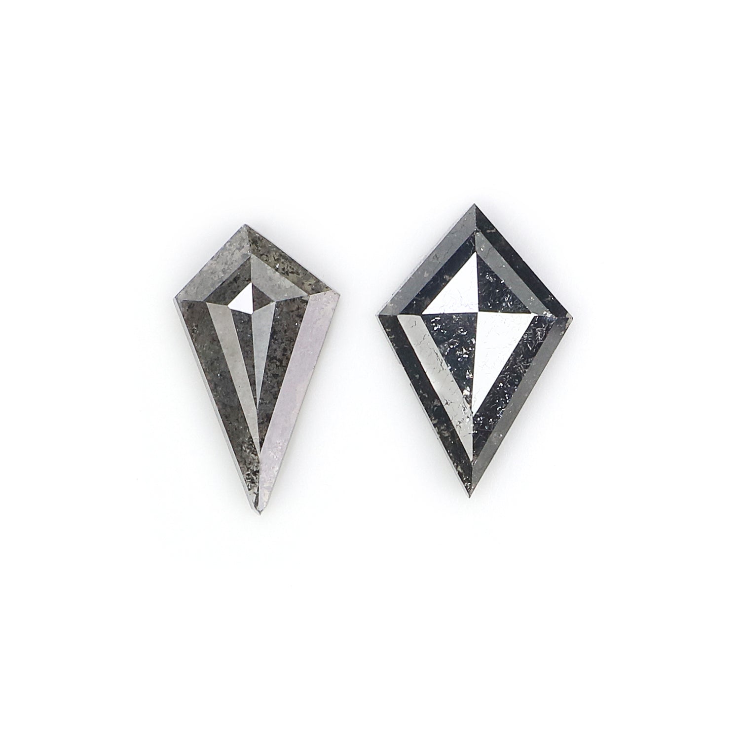 1.11 CT Natural Loose Kite Cut Pair Diamond Salt And Pepper Kite Shape Diamond 9.50 MM Natural Black Grey Color Kite Rose Cut Diamond N2604