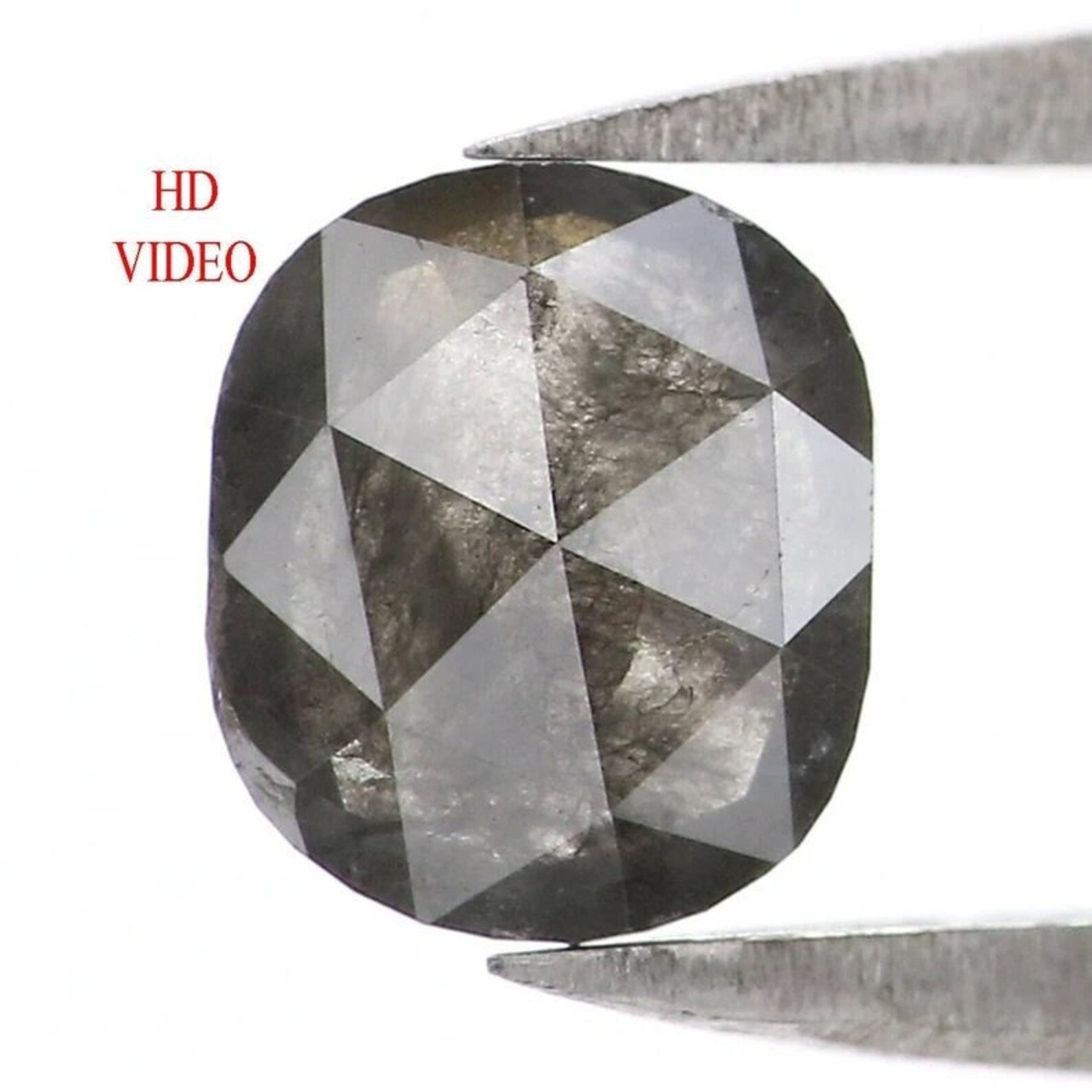 0.89 CT Natural Loose Oval Shape Diamond Salt And Pepper Oval Diamond 6.45 MM Natural Diamond Black Grey Color Oval Rose Cut Diamond NQ1753