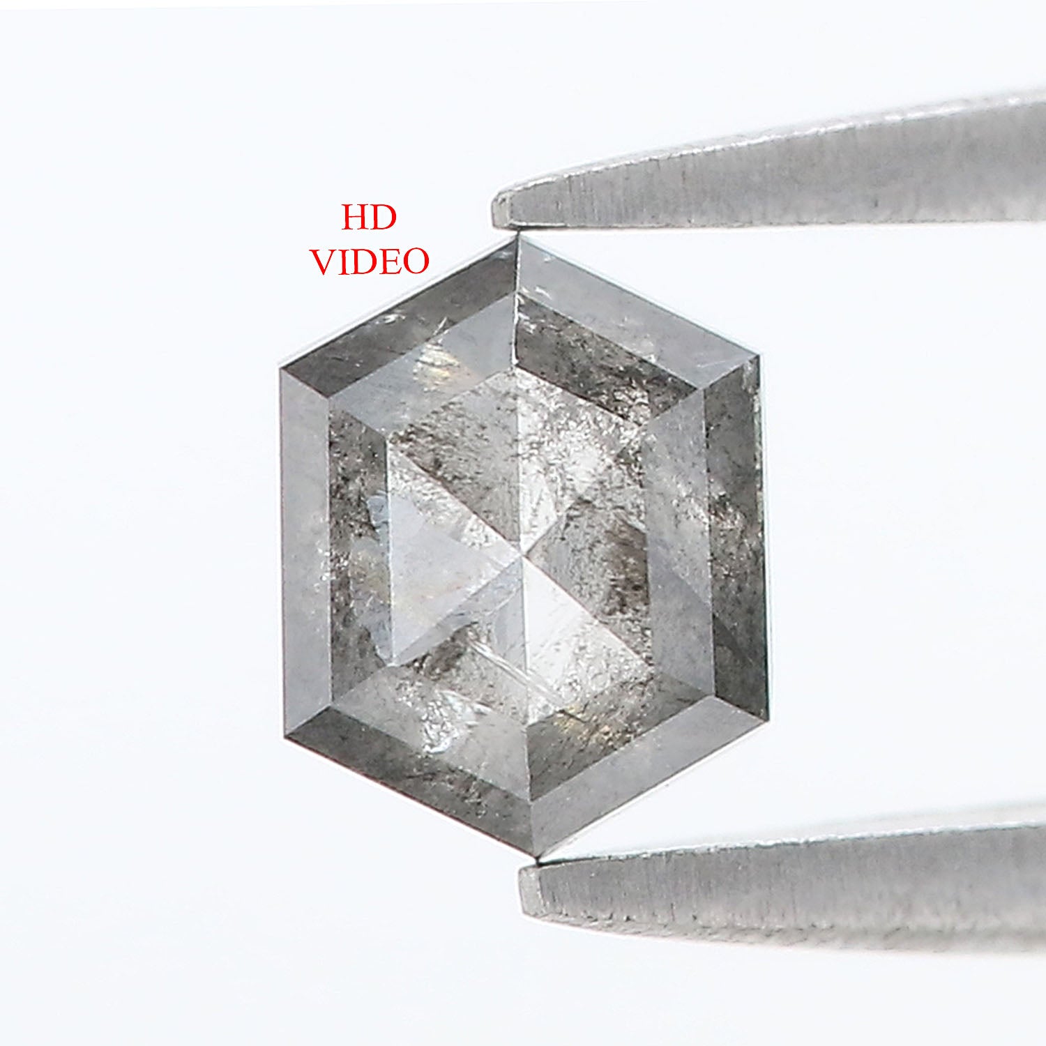 0.77 CT Natural Loose Hexagon Shape Diamond Salt And Pepper Hexagon Cut Diamond 6.30 MM Natural Black Grey Hexagon Rose Cut Diamond LQ1541