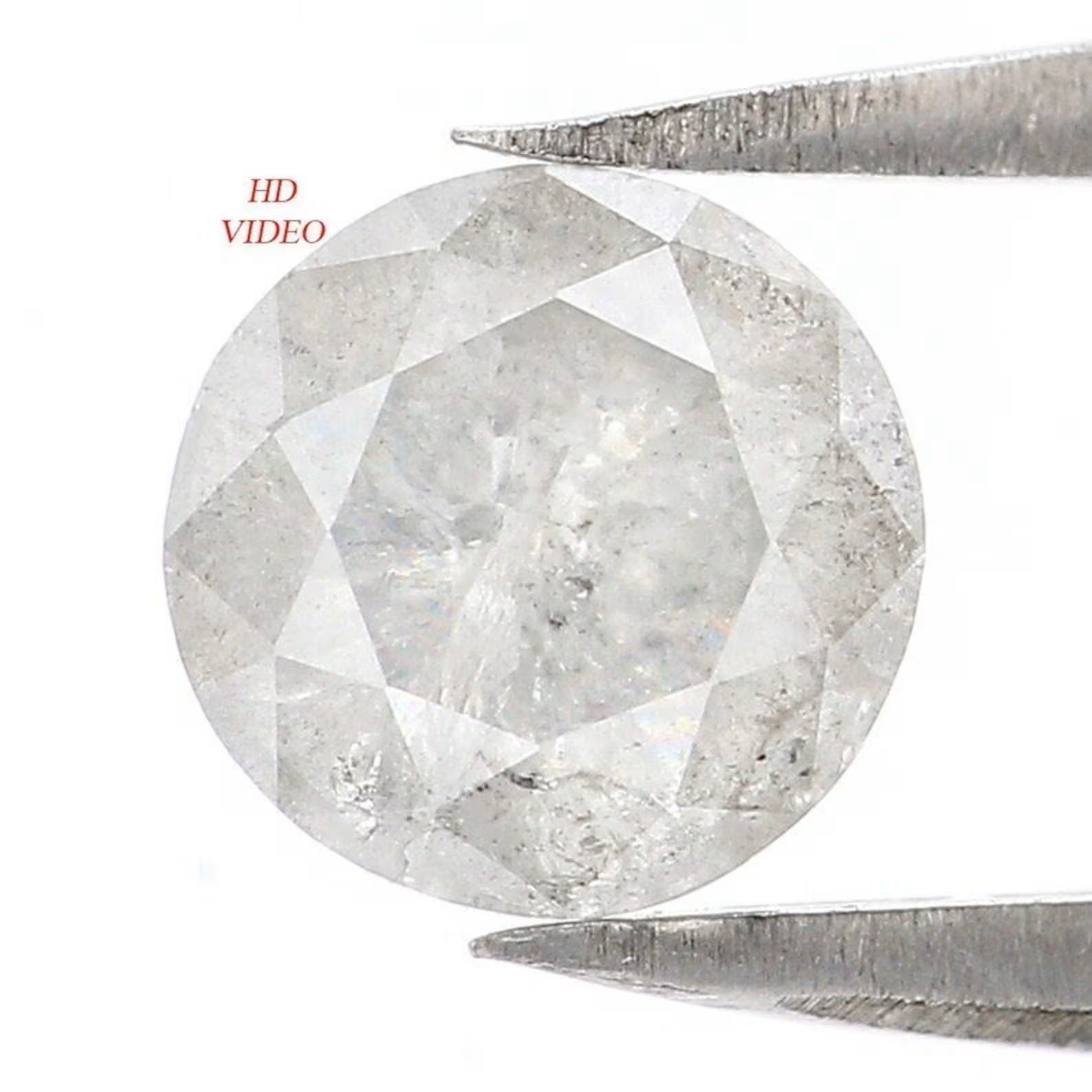 0.98 CT Natural Loose Round Shape Diamond White Milky Grey Color Round Cut Diamond 6.40 MM Natural Loose Round Brilliant Cut Diamond QN9104