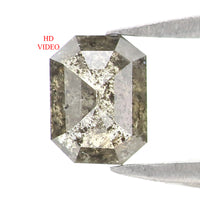 Natural Loose Emerald Salt And Pepper Diamond Black Grey Color 0.33 CT 4.51 MM Emerald Shape Rose Cut Diamond KR2589
