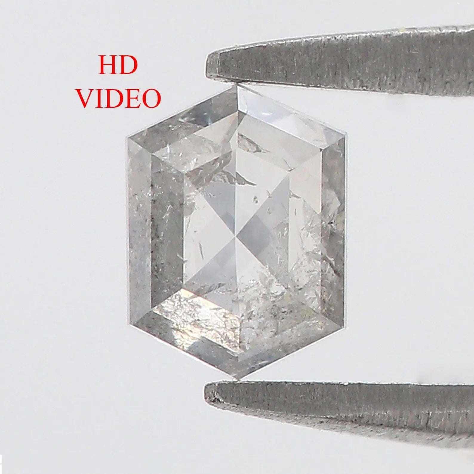 0.62 CT Natural Loose Hexagon Shape Diamond Salt And Pepper Hexagon Cut Diamond 5.70 MM Natural Grey Color Hexagon Rose Cut Diamond QN1435