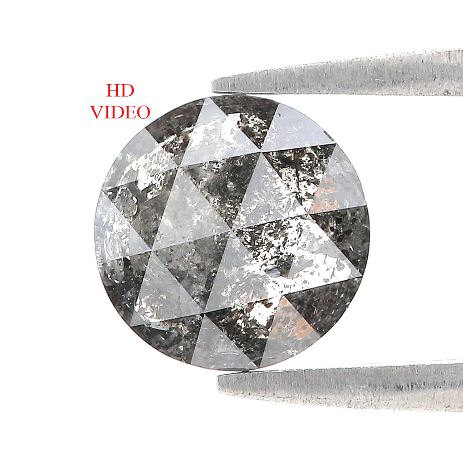 1.80 Ct Natural Loose Round Rose Cut Diamond Black Grey Color Rose Cut Diamond 8.10 MM Natural Loose Salt And Pepper Rose Cut Diamond QL1536