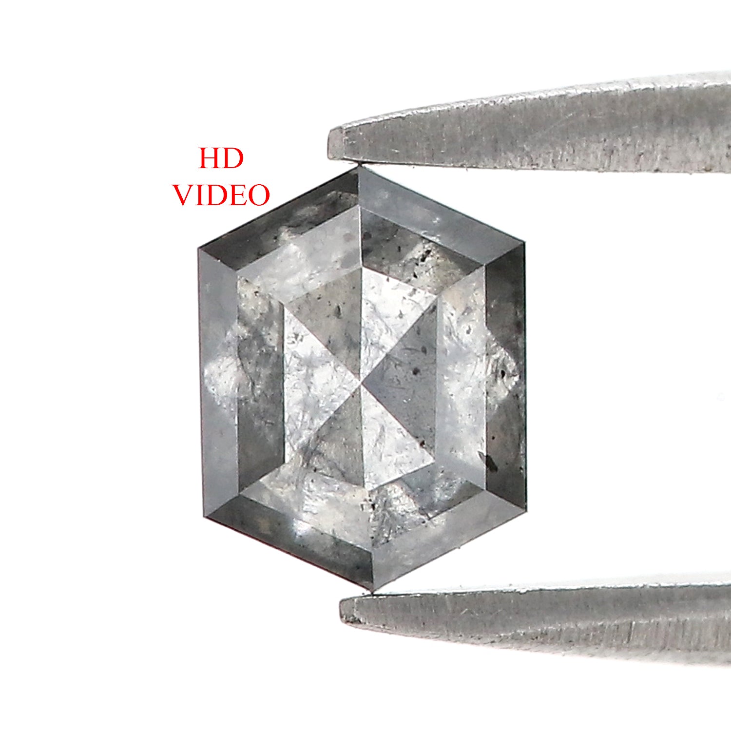 0.78 CT Natural Loose Hexagon Shape Diamond Salt And Pepper Hexagon Cut Diamond 6.30 MM Natural Black Grey Hexagon Rose Cut Diamond QL1403