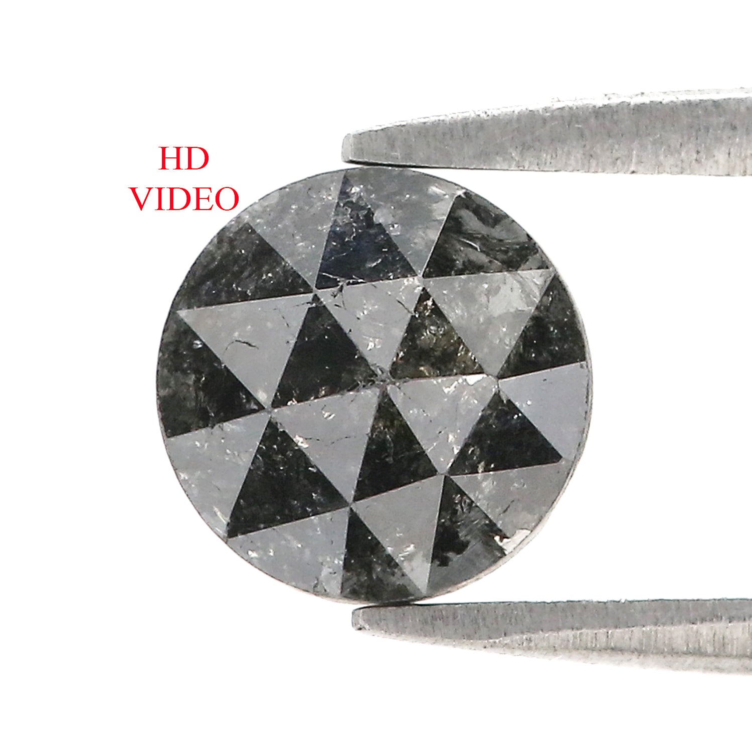 1.72 CT Natural Loose Round Rose Cut Diamond Salt And Pepper Round Diamond 7.40 MM Natural Loose Black Grey Color Rose Cut Diamond LQ1637
