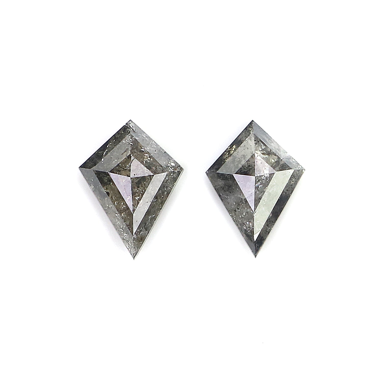 0.67 CT Natural Loose Kite Cut Pair Diamond Salt And Pepper Kite Shape Diamond 6.20 MM Natural Black Grey Color Kite Rose Cut Diamond LQ2736
