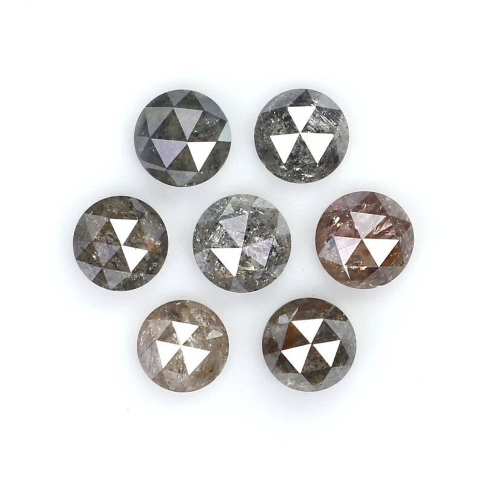 1.16 CT Natural Loose Round Shape Diamond Salt And Pepper Round Shape Diamond 3.35 MM Natural Black Grey Color Round Rose Cut Diamond NQ2066