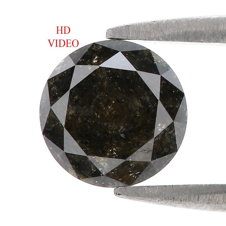 1.70 CT Natural Loose Round Shape Diamond Black Color Round Diamond 7.45 MM Natural Diamond Black Color Round Brilliant Cut Diamond NQ511