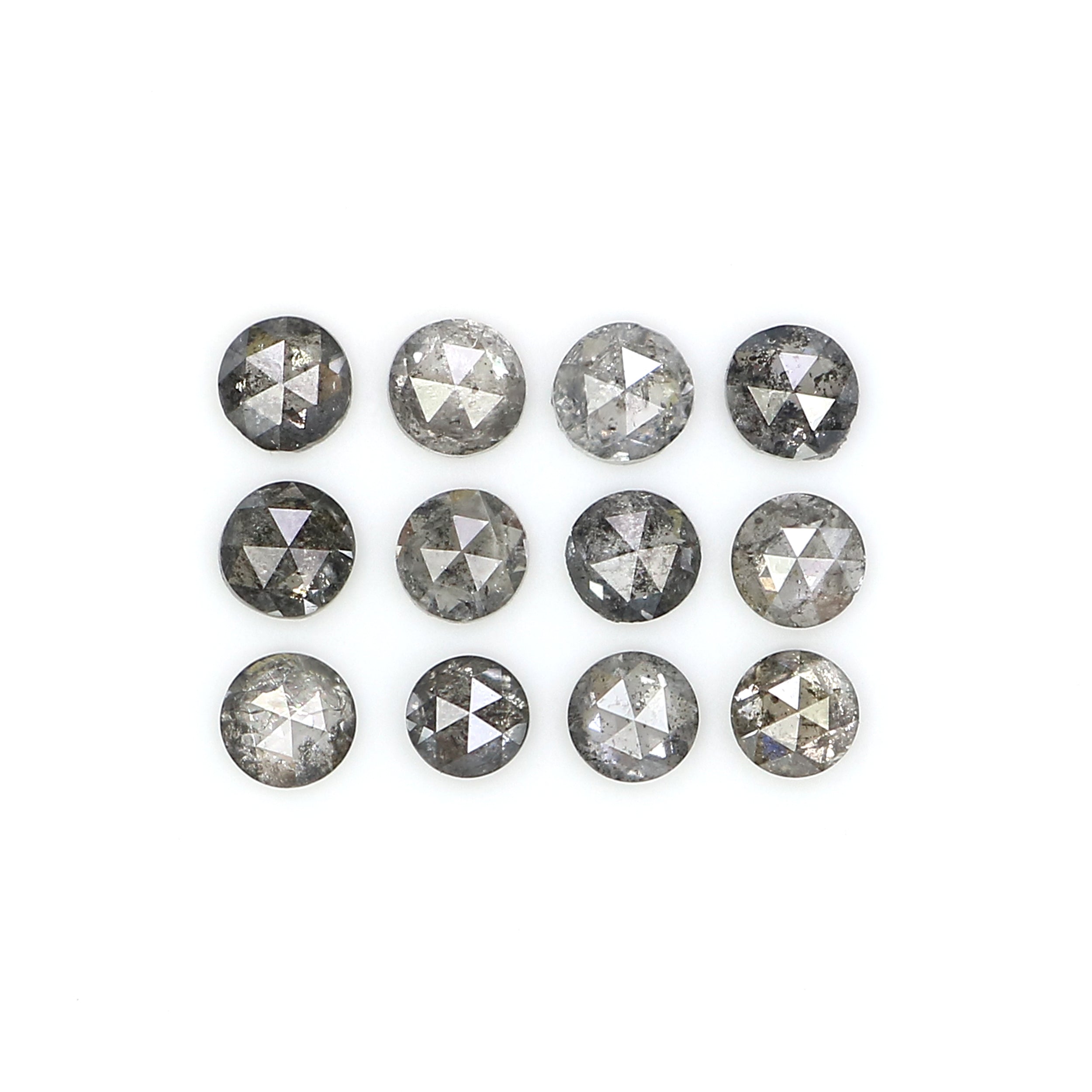 1.18 Ct Natural Loose Round Rose Cut Diamond Salt And Pepper Round Diamond 2.60 MM Natural Black Grey Color Round Rose Cut Diamond KQ2702