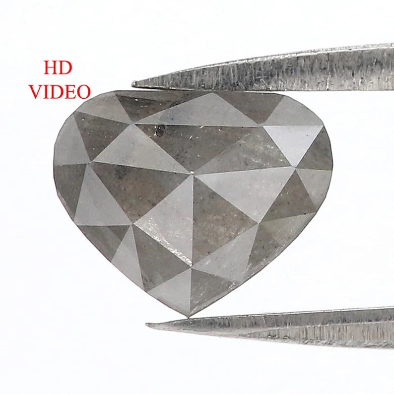 2.19 CT Natural Loose Heart Shape Diamond Grey Color Heart Cut Diamond 9.00 MM Natural Loose Diamond Heart Rose Cut Diamond QN9399
