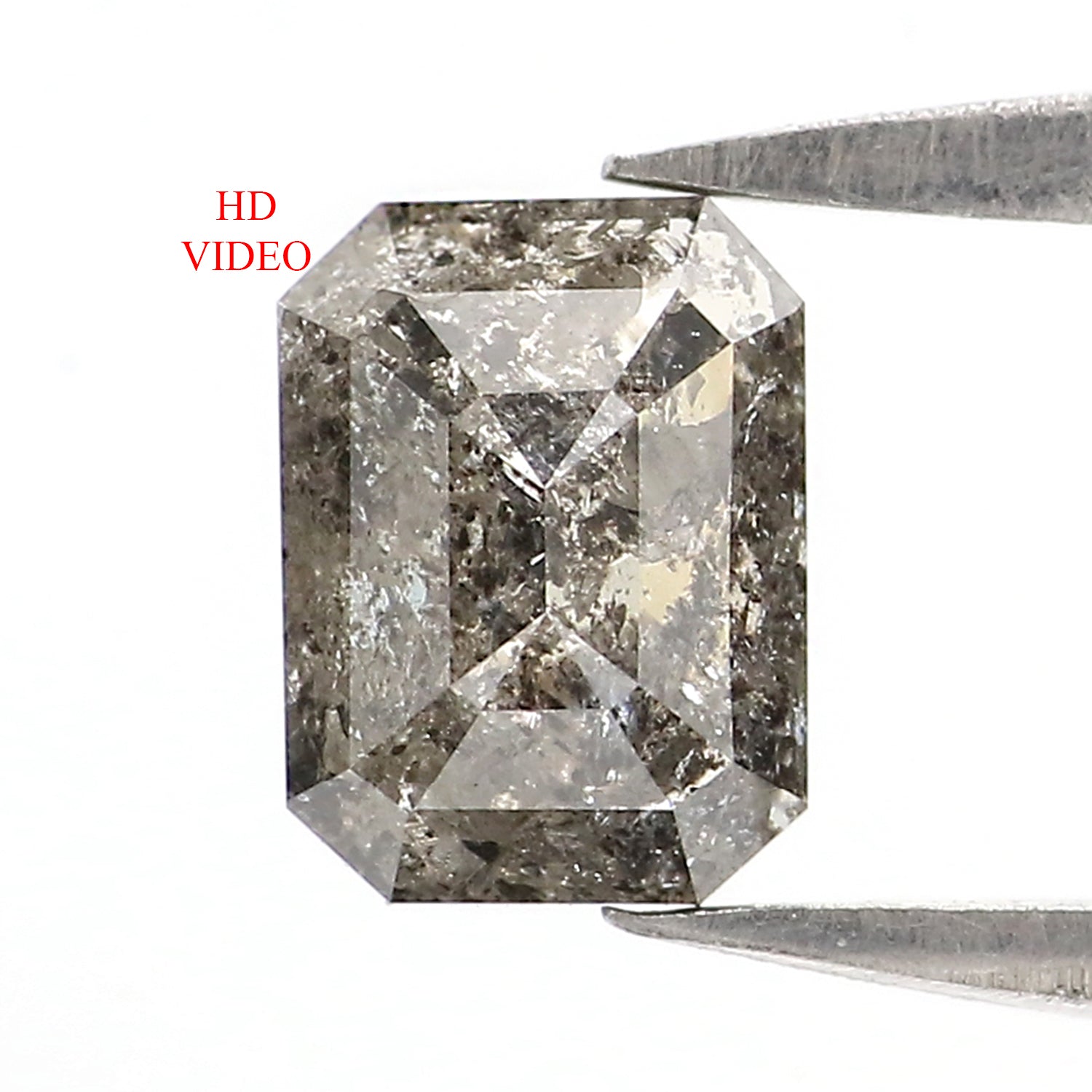 0.69 CT Natural Loose Emerald Shape Diamond Salt And Pepper Emerald Cut Diamond 6.15 MM Natural Black Grey Emerald Rose Cut Diamond LQ2945