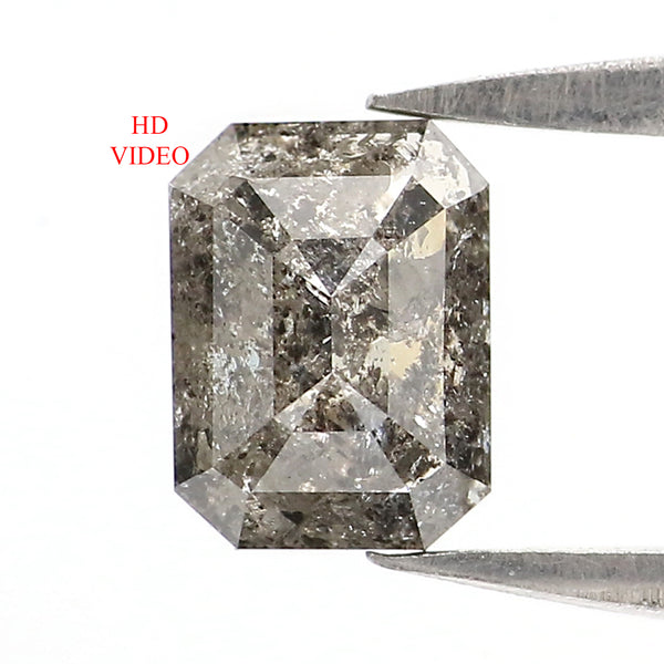 Natural Loose Emerald Diamond, Salt And Pepper Emerald Diamond, Natural Loose Diamond, Emerald Cut Diamond, 0.69 CT Emerald Shape L2945