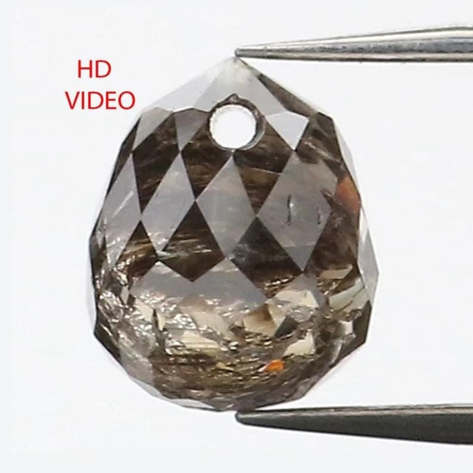 0.62 Ct Natural Loose Briolette Shape Diamond Brown Color Drop Diamond 4.60 MM Natural Loose Brown Color Briolette Rose Cut Diamond NQ460
