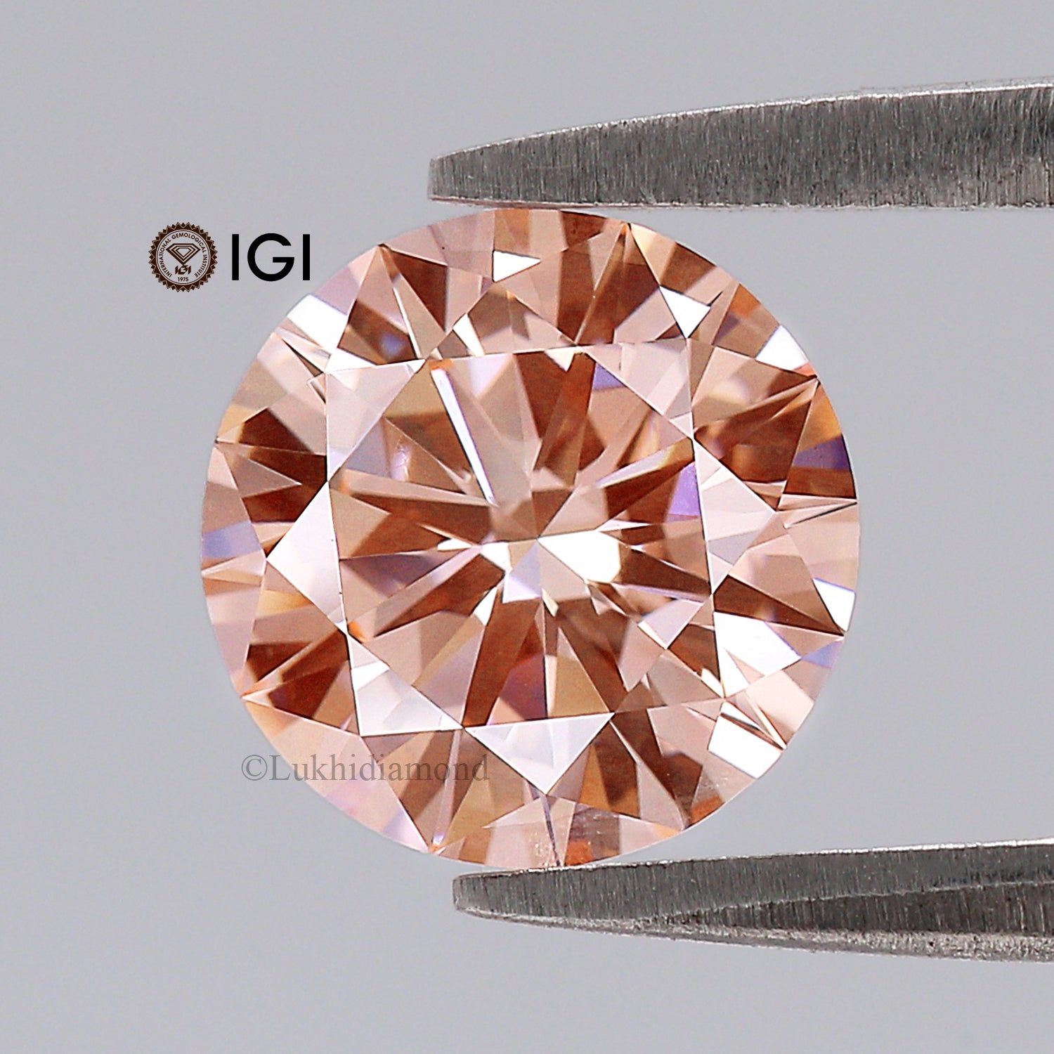 1.65 CT IGI Certified Round Brilliant Cut Fancy Intense Pink Color VS2 Clarity Diamond Lab Grown Diamond Lab Created Round CVD Diamond L3584