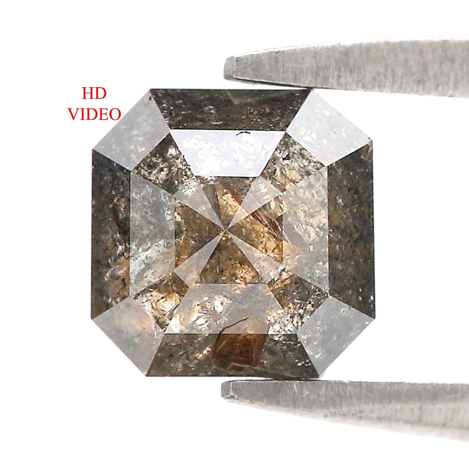 Natural Emerald Salt and Pepper Diamond 1.52 CT Loose Rose Cut Black Grey Stone 6.25 MM Rustic Diamond For Custom Engagement Ring L3654
