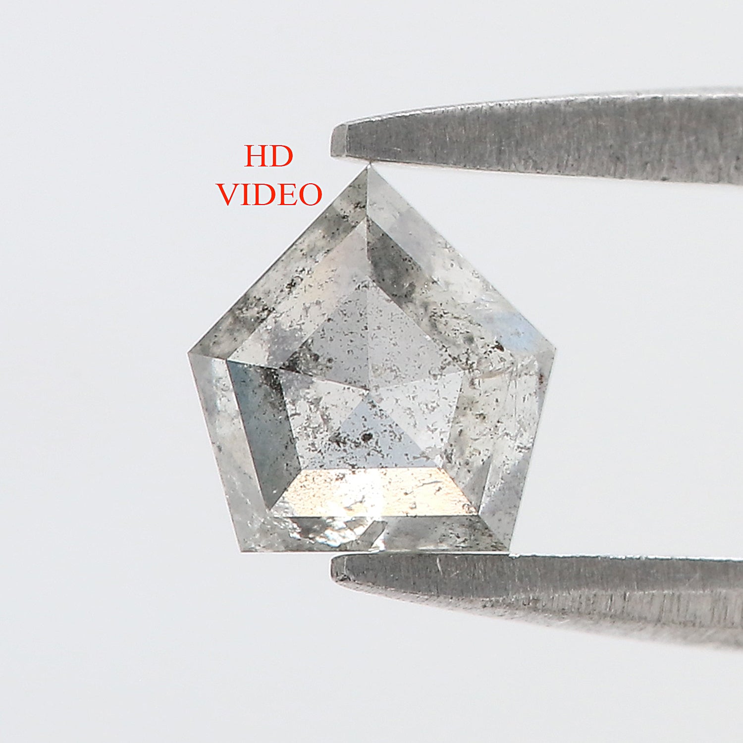 0.66 Ct Natural Loose Pentagon Shape Diamond Salt And Pepper Pentagon Cut Diamond 5.70 MM Black Gray Color Pentagon Rose Cut Diamond LQ3193