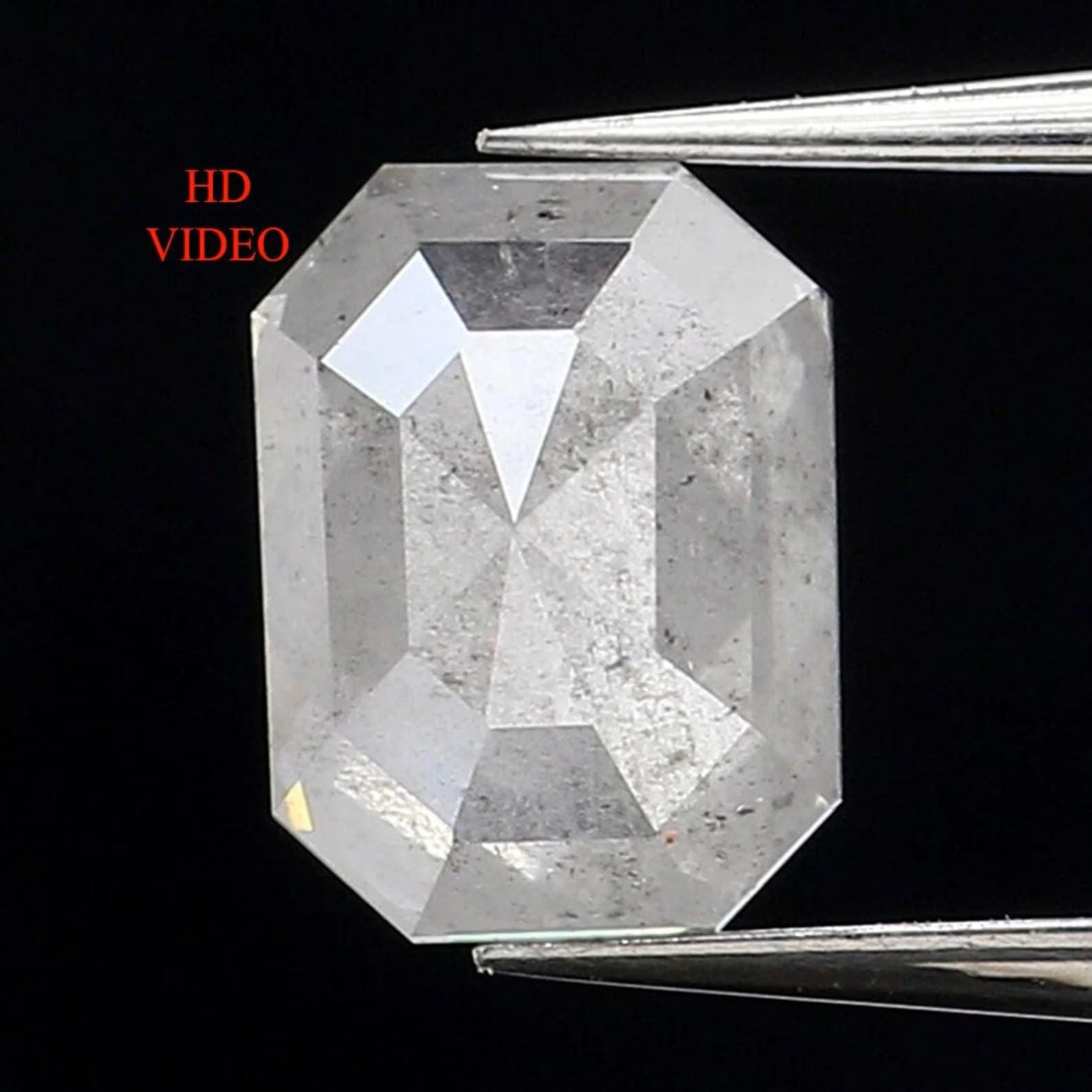 0.57 CT Natural Loose Emerald Shape Diamond Grey Color Emerald Cut Diamond 5.55 MM Natural Loose Grey Color Emerald Rose Cut Diamond NQ541