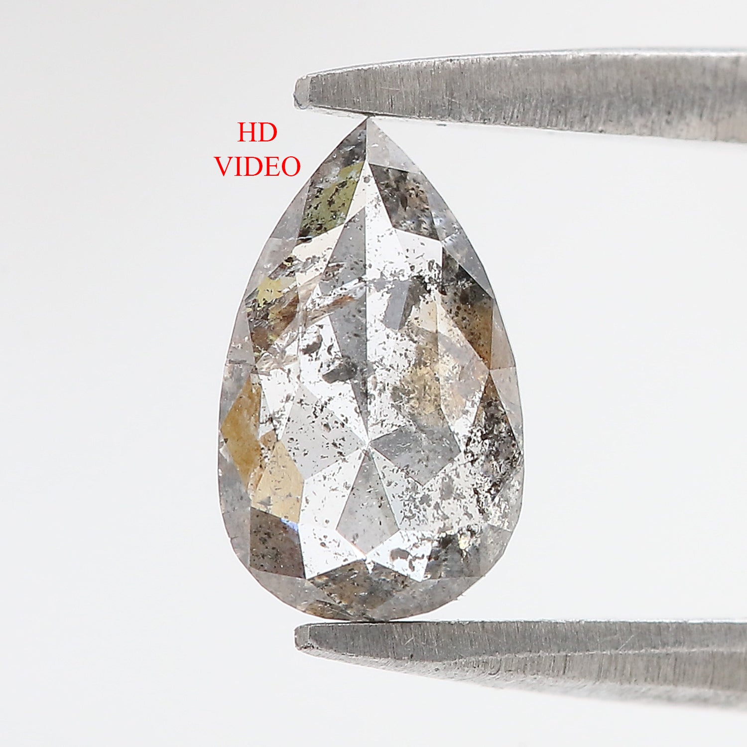 0.79 CT Natural Loose Pear Shape Diamond Salt And Pepper Pear Rose Cut Diamond 8.05 MM Black Grey Color Pear Shape Rose Cut Diamond QL9511