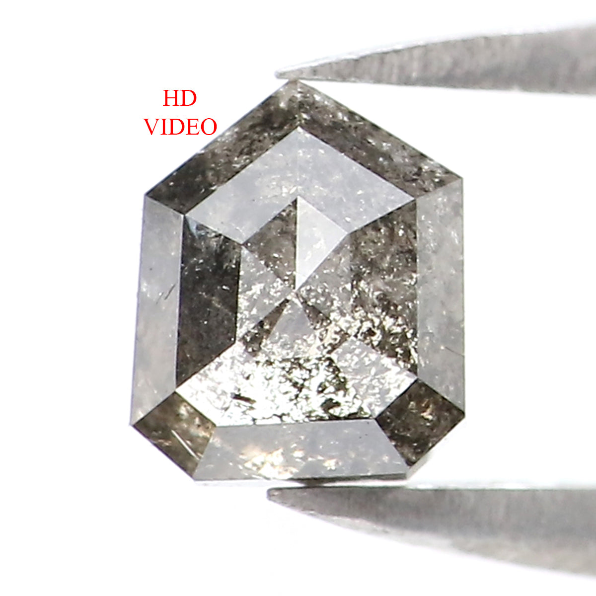 0.69 CT Natural Loose Shield Shape Diamond Salt And Pepper Shield Diamond 5.30 MM Natural Black Grey Color Shield Rose Cut Diamond LQ7095