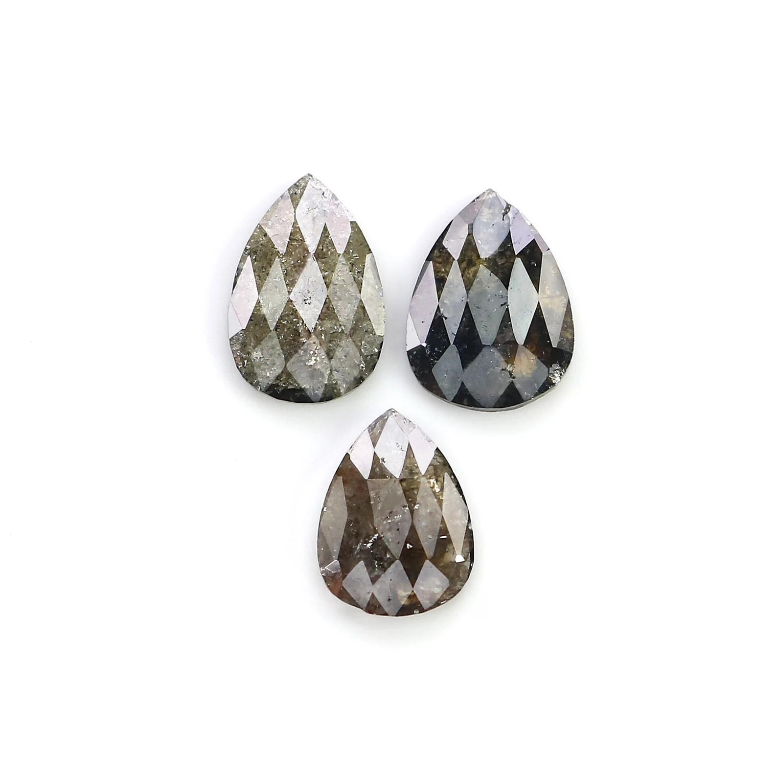 1.92 CT Natural Loose Pear Shape Diamond Salt And Pepper Pear Diamond 8.60 MM Natural Loose Black Grey Color Pear Rose Cut Diamond NQ2551