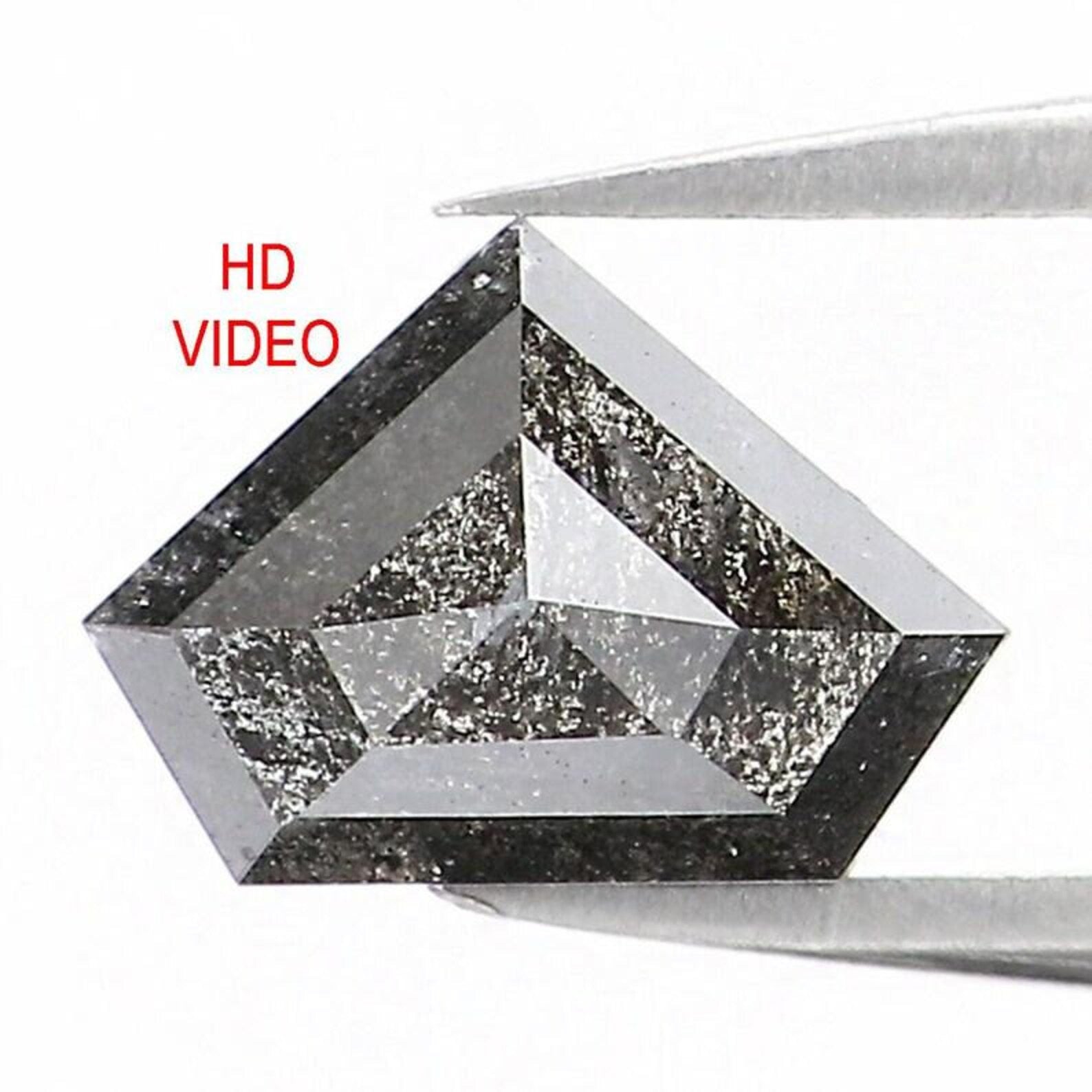 0.66 Ct Natural Loose Shield Shape Diamond Salt And Pepper Shield Diamond 5.10 MM Natural Black Grey Color Shield Rose Cut Diamond NQ1532