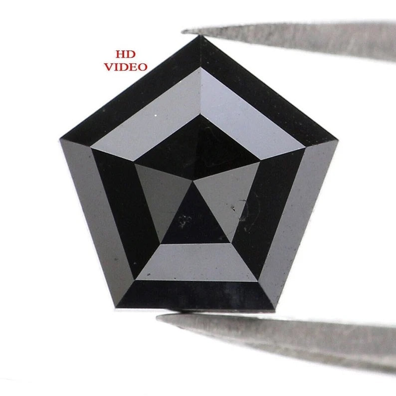 2.10 CT Natural Loose Pentagon Shape Diamond Black Color Pentagon Shape Diamond 7.55 MM Natural Loose Diamond Black Pentagon Diamond NQ526